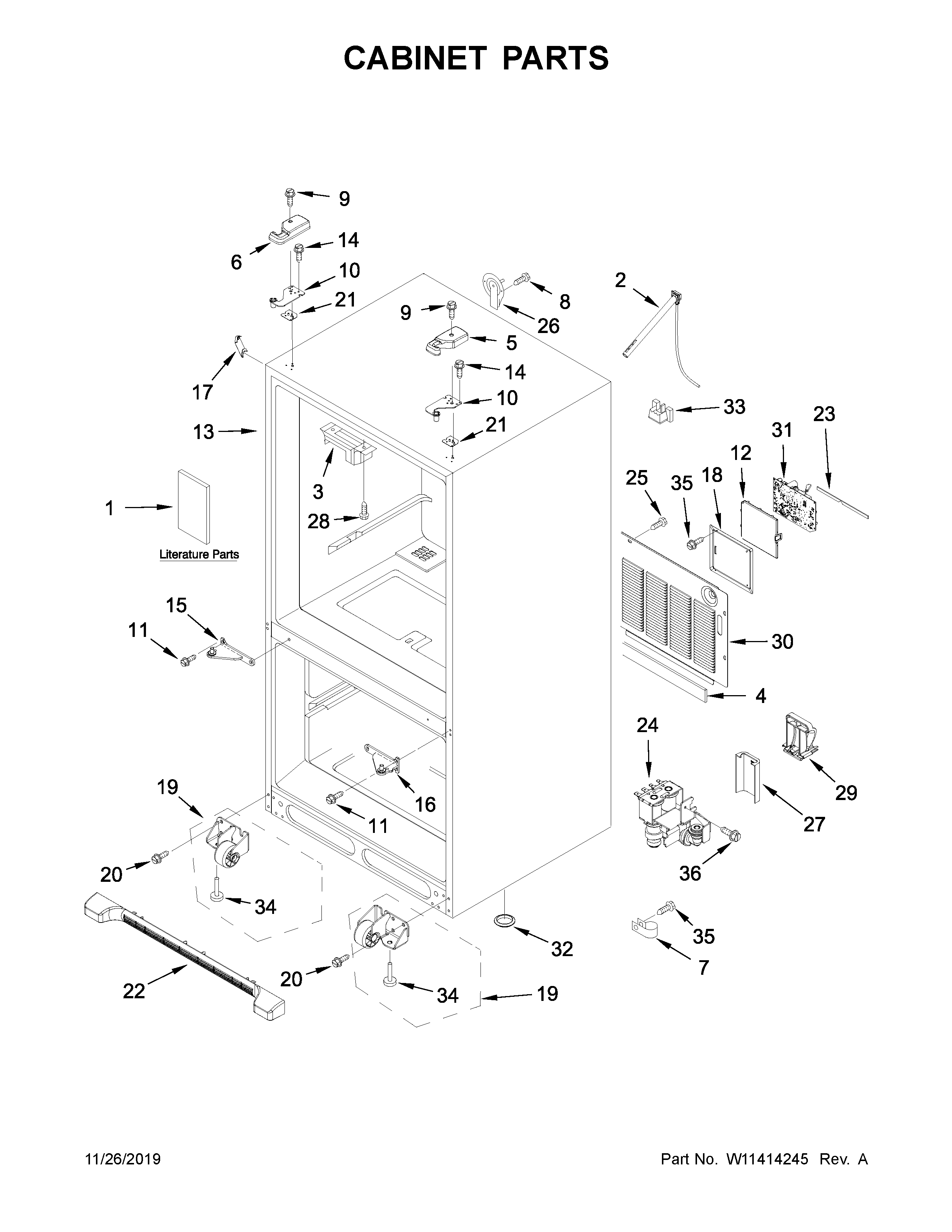 KitchenAid KRFF305EBS02 cabinet parts diagram