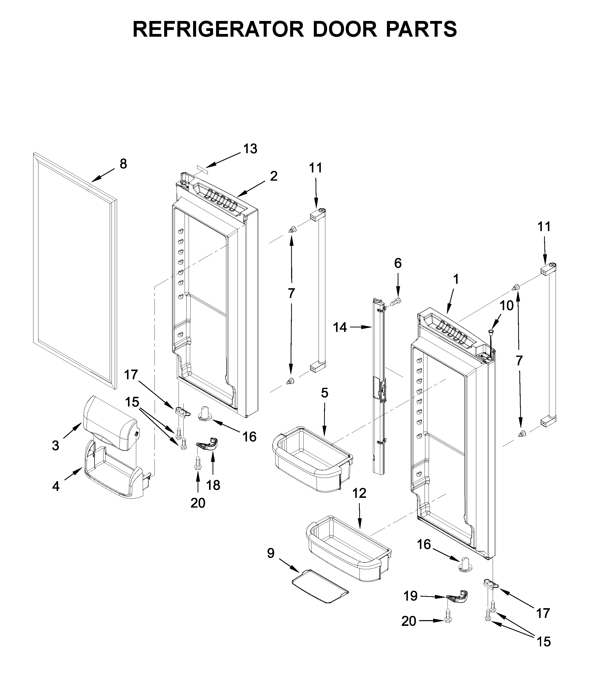 KitchenAid KRFF305EBS02 refrigerator door parts diagram