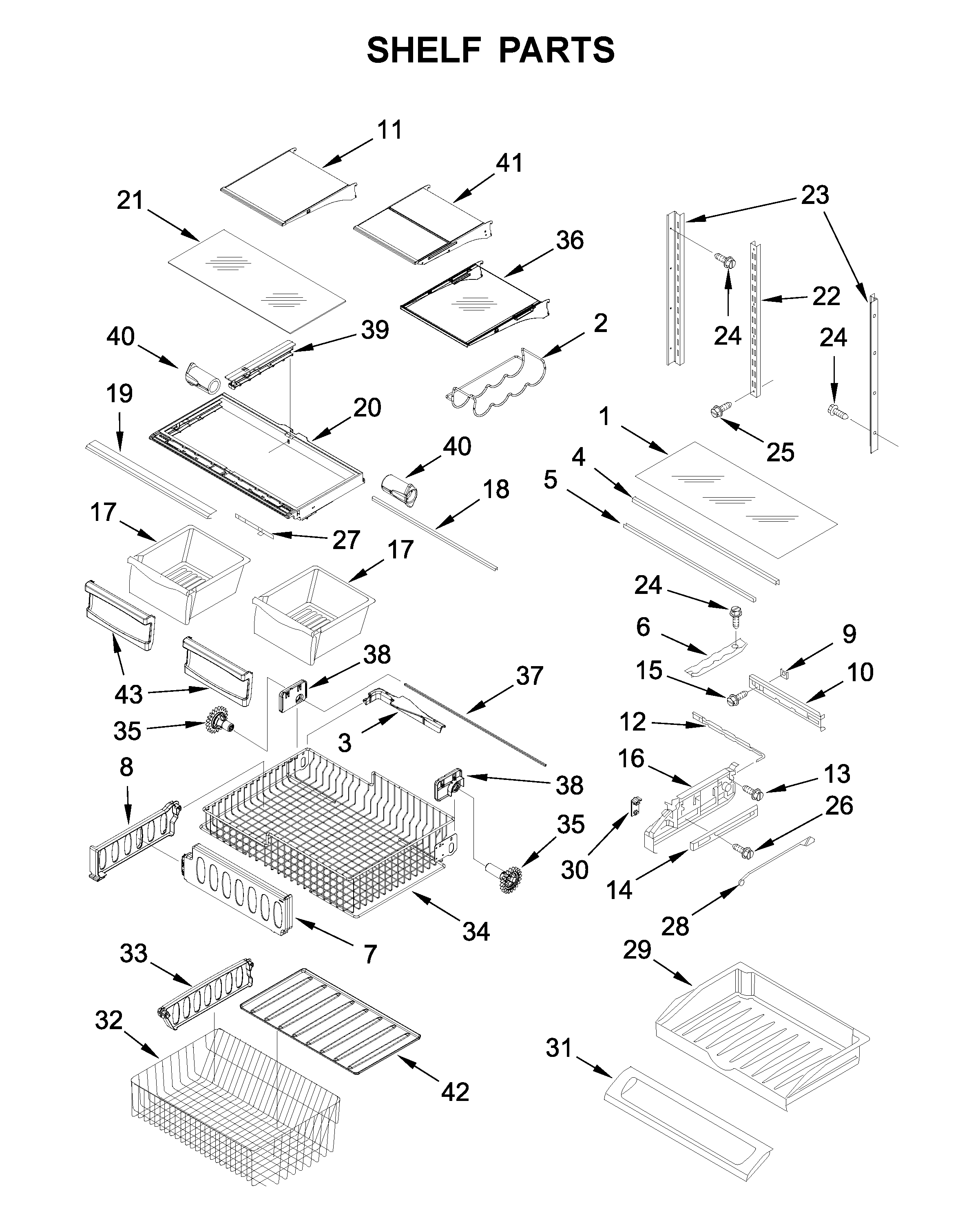 KitchenAid KRFF305EBS02 shelf parts diagram