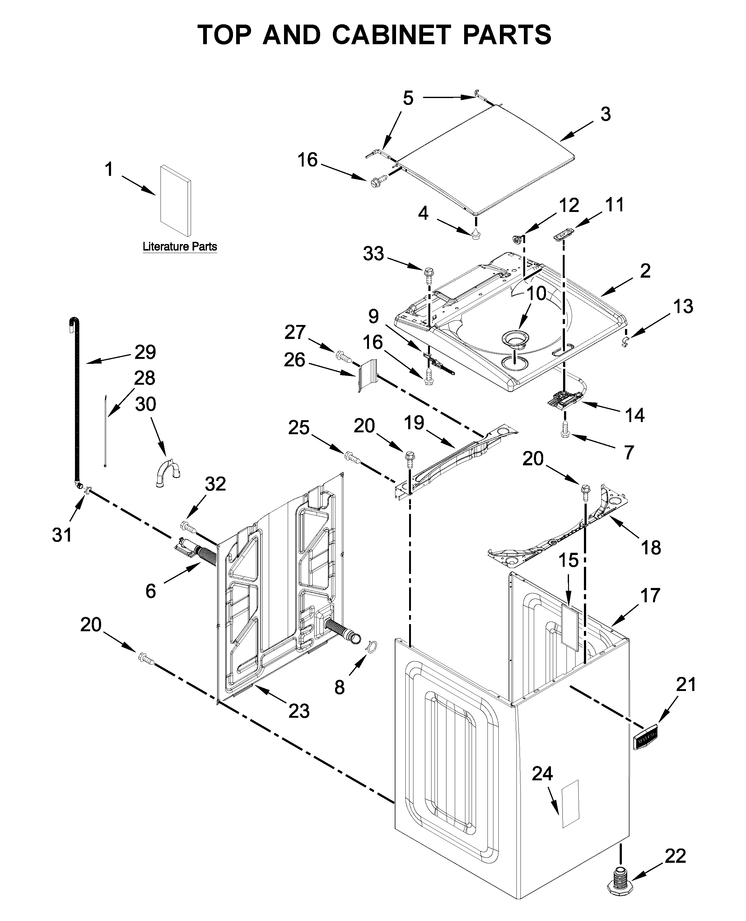Maytag MVWB765FC4 top and cabinet parts diagram