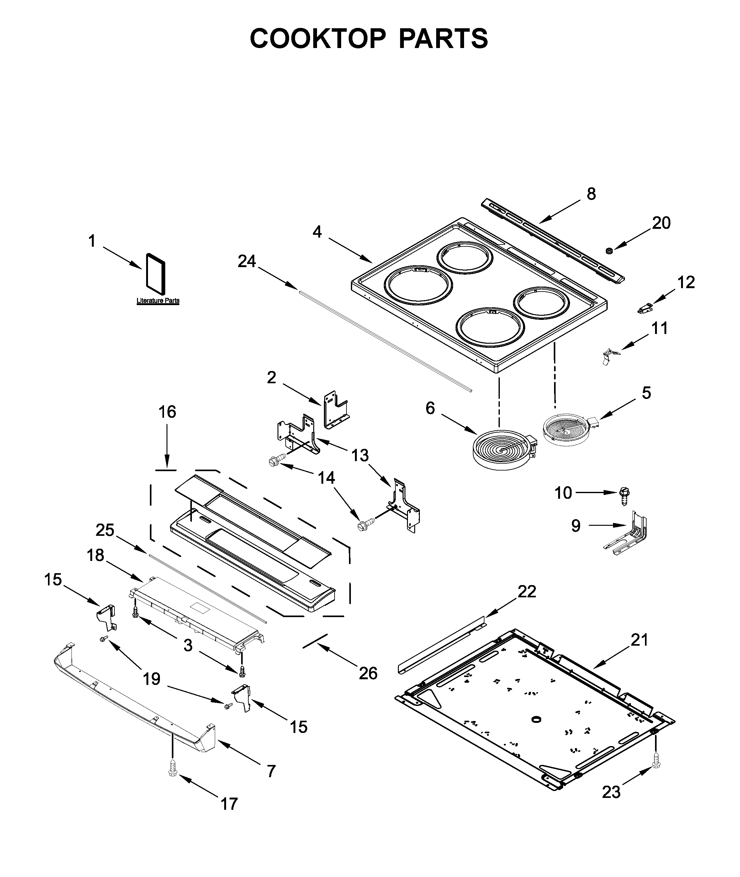 Whirlpool WEE510S0FS0 cooktop parts diagram