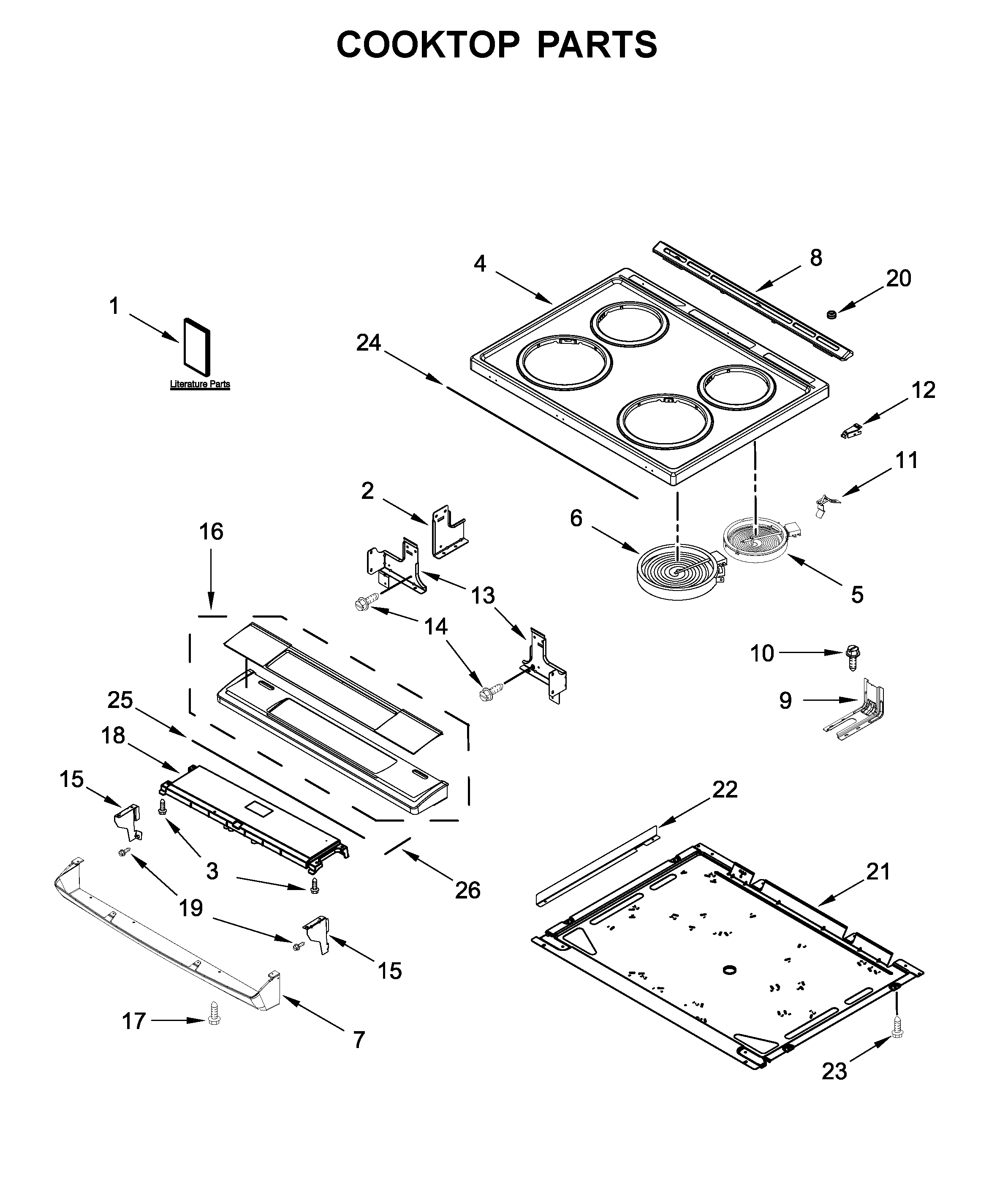 Whirlpool WEE510S0FS1 cooktop parts diagram