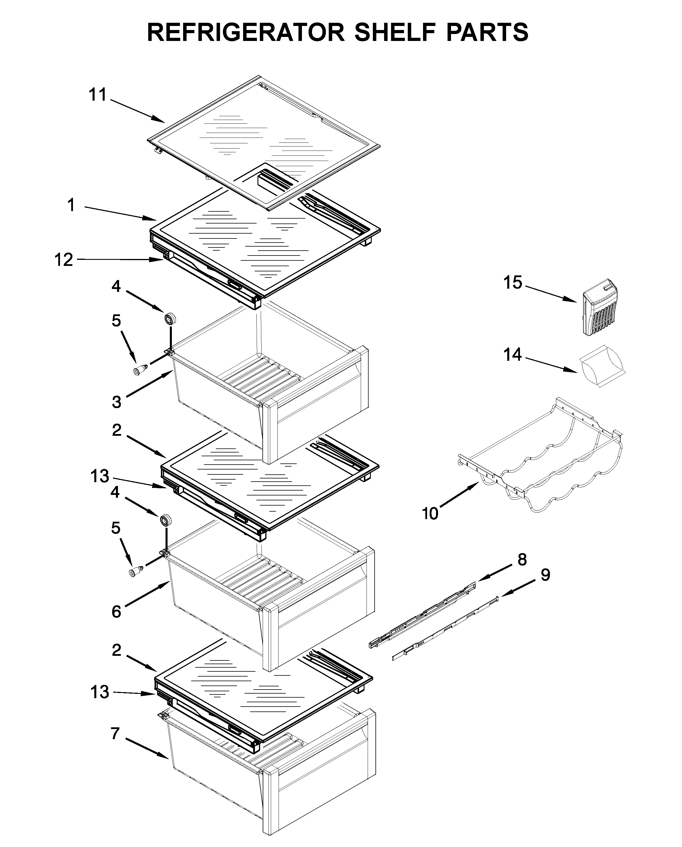 KitchenAid KRSC703HBS00 refrigerator shelf parts diagram