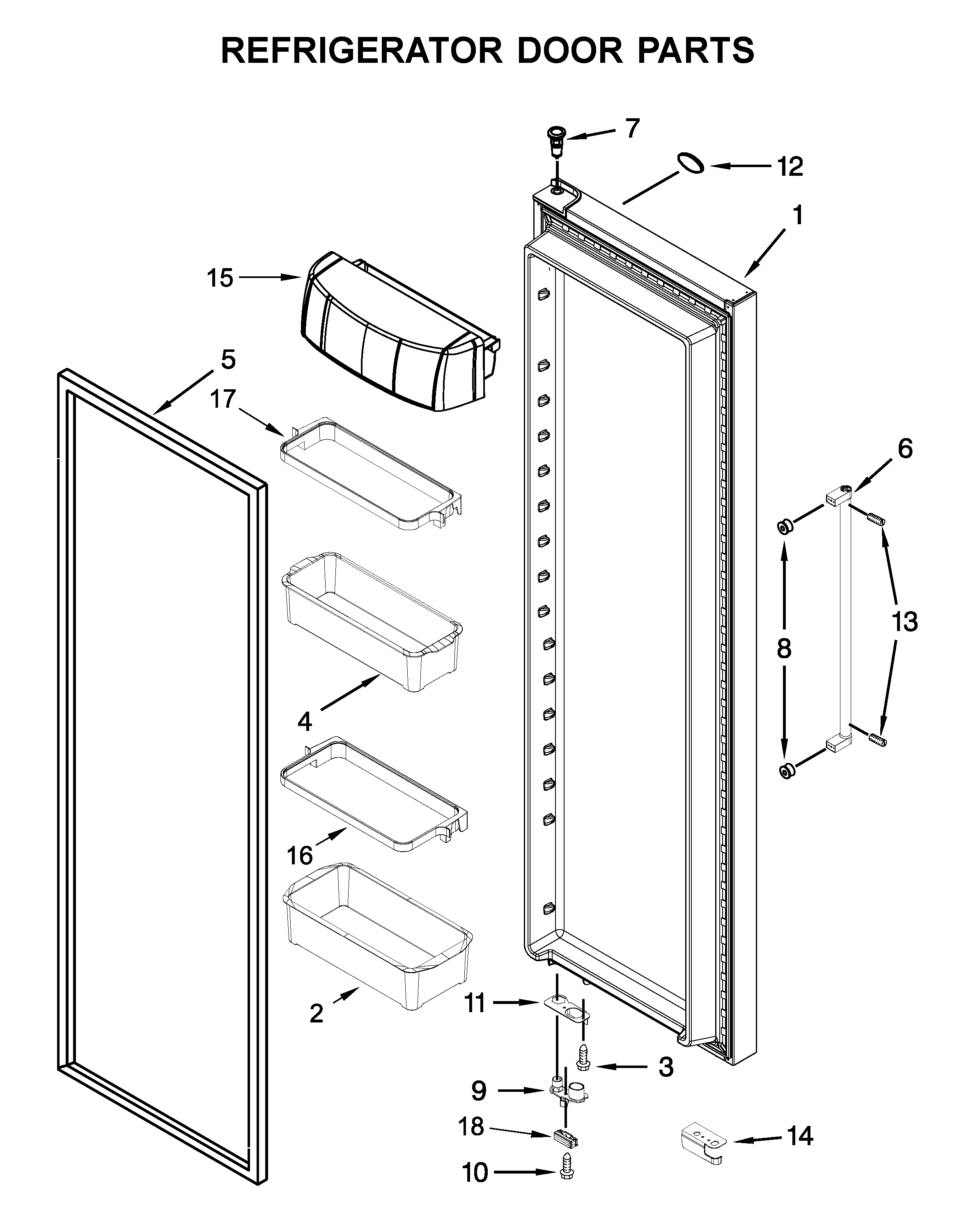 KitchenAid KRSC703HBS00 refrigerator door parts diagram