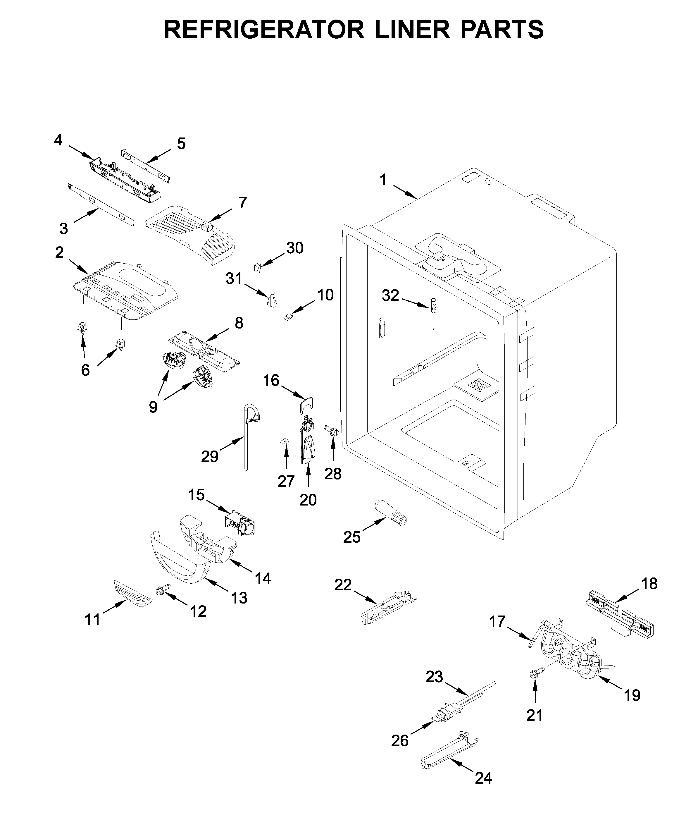 Maytag MFC2062FEZ04 refrigerator liner parts diagram