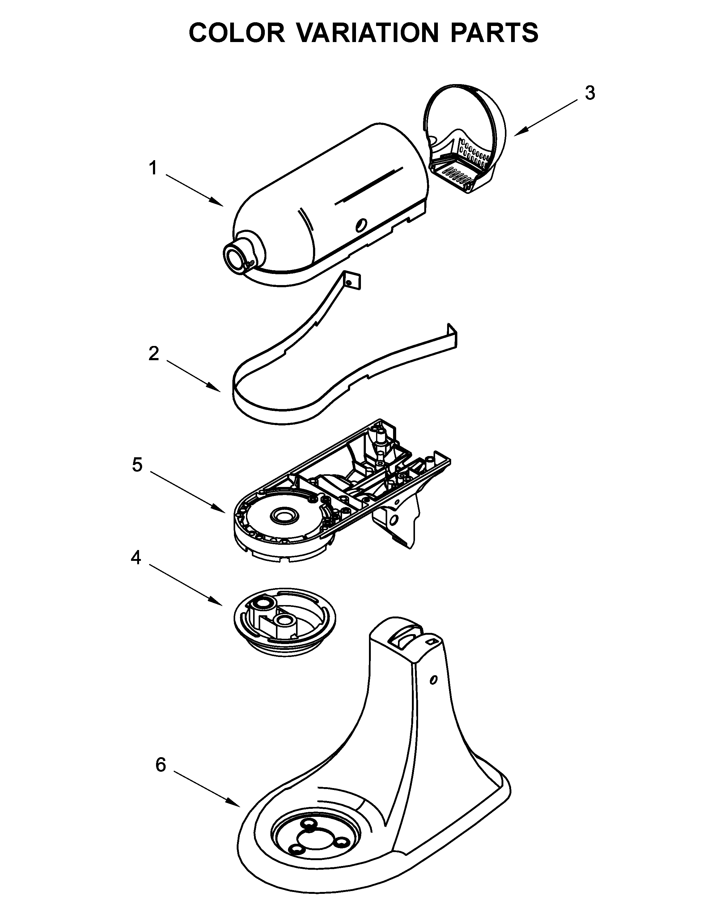 KitchenAid 5KSM150PSBTB4 color variation parts diagram
