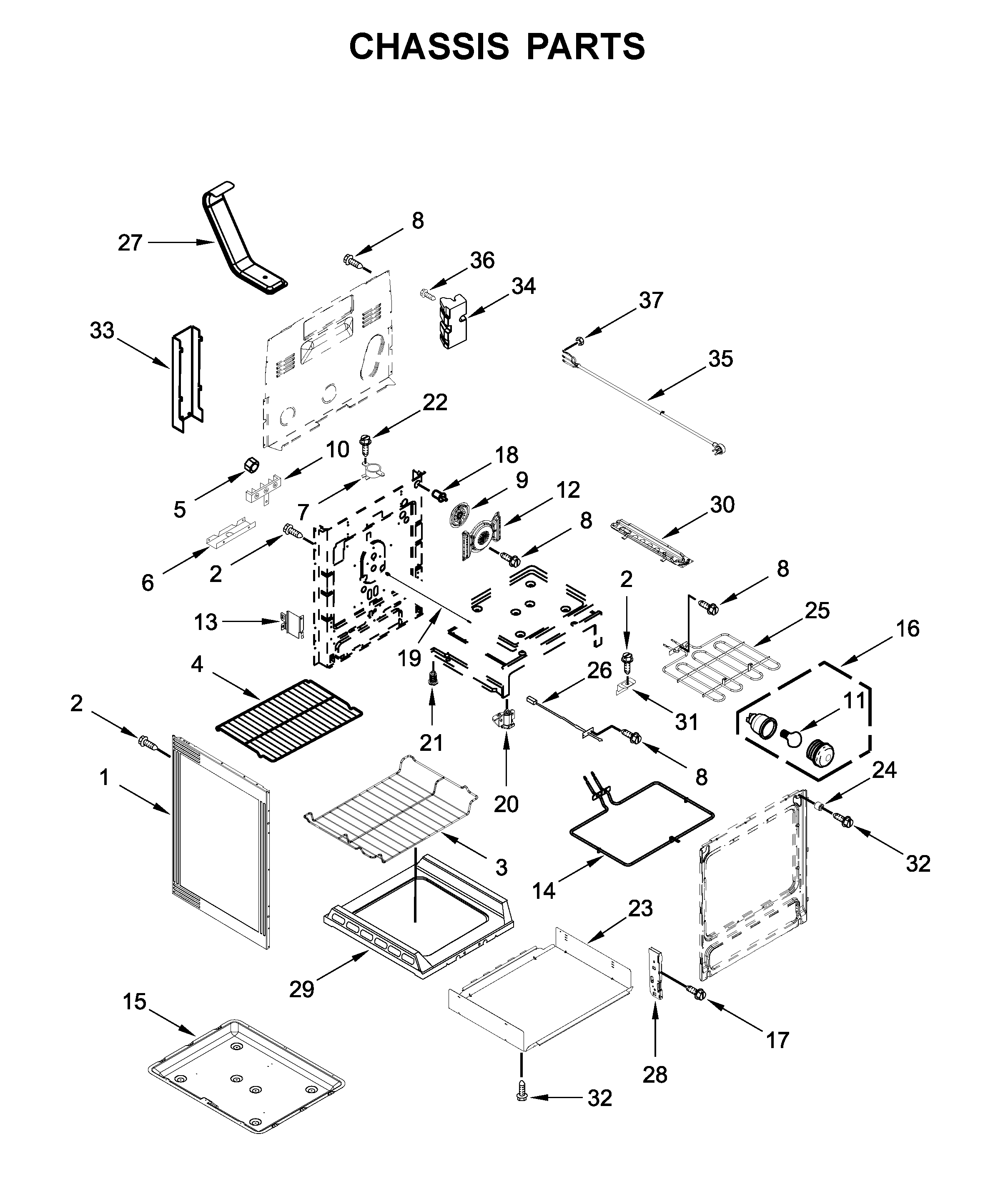 KitchenAid YKFEG500EBS3 chassis parts diagram