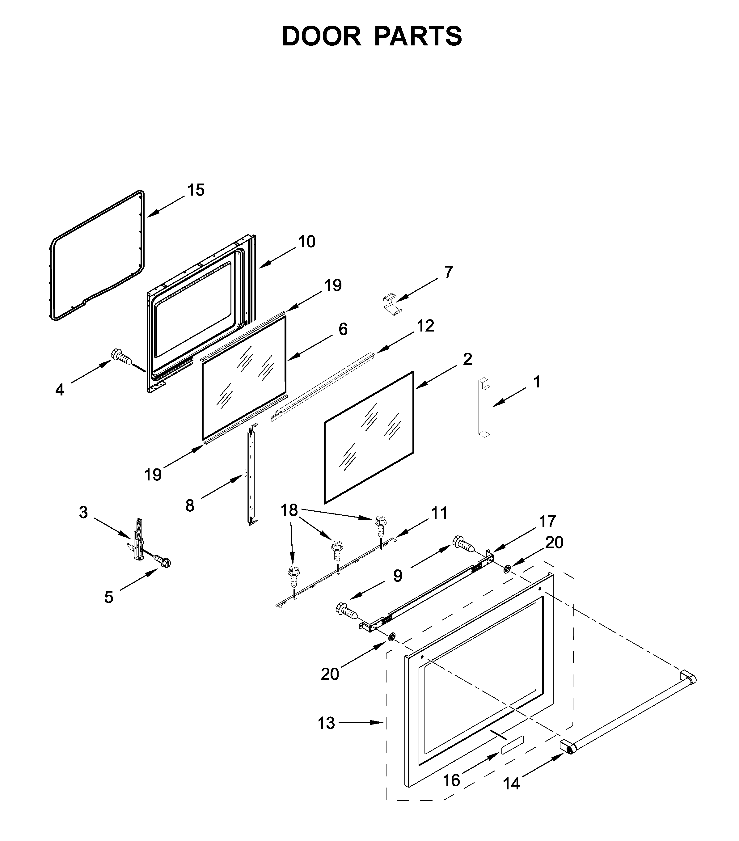 KitchenAid YKFEG500EBS3 door parts diagram