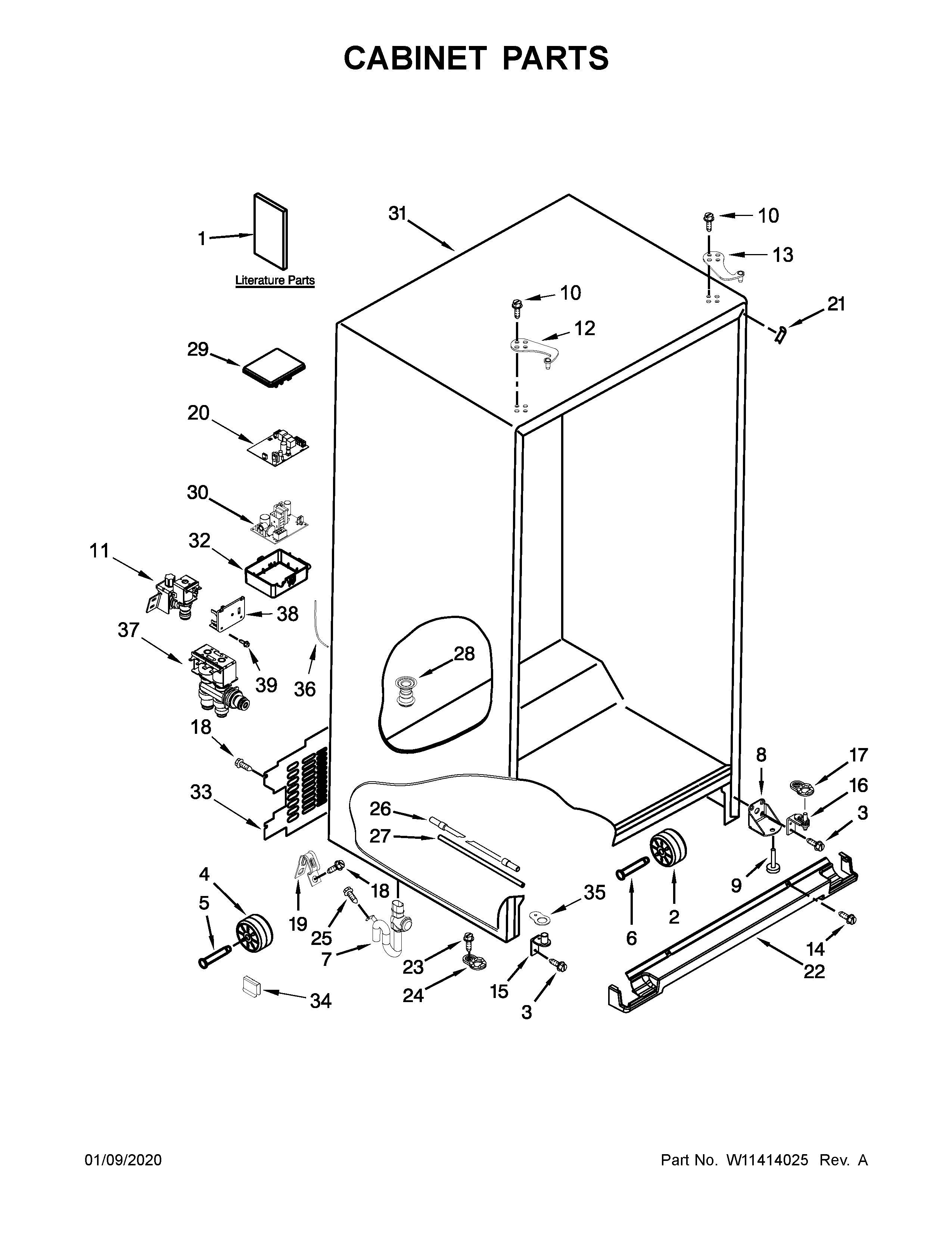 Whirlpool WRS973CIHZ00 cabinet parts diagram