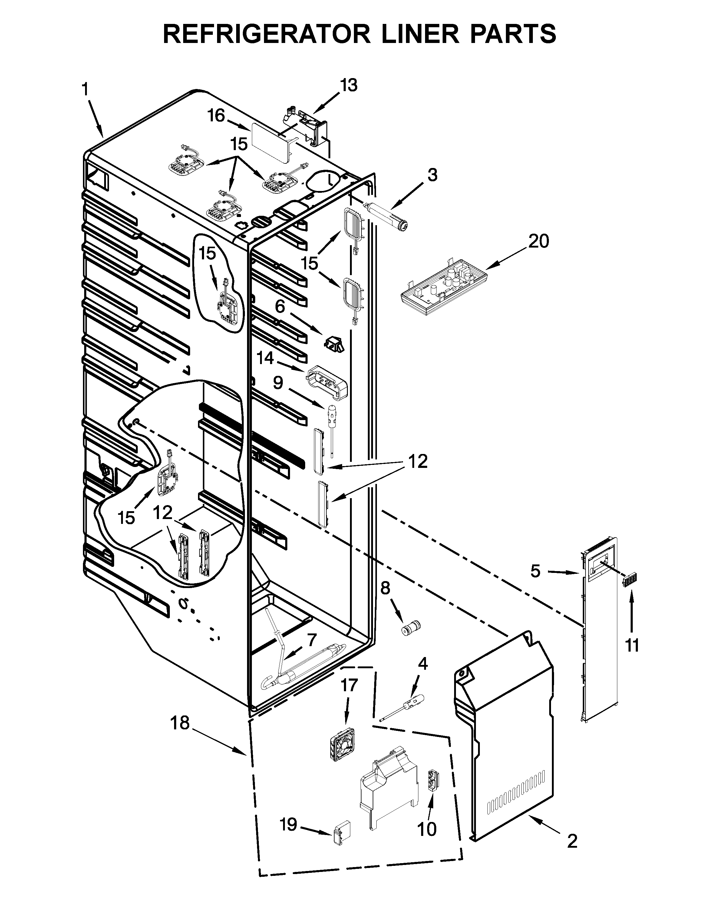 Whirlpool WRS973CIHZ00 refrigerator liner parts diagram