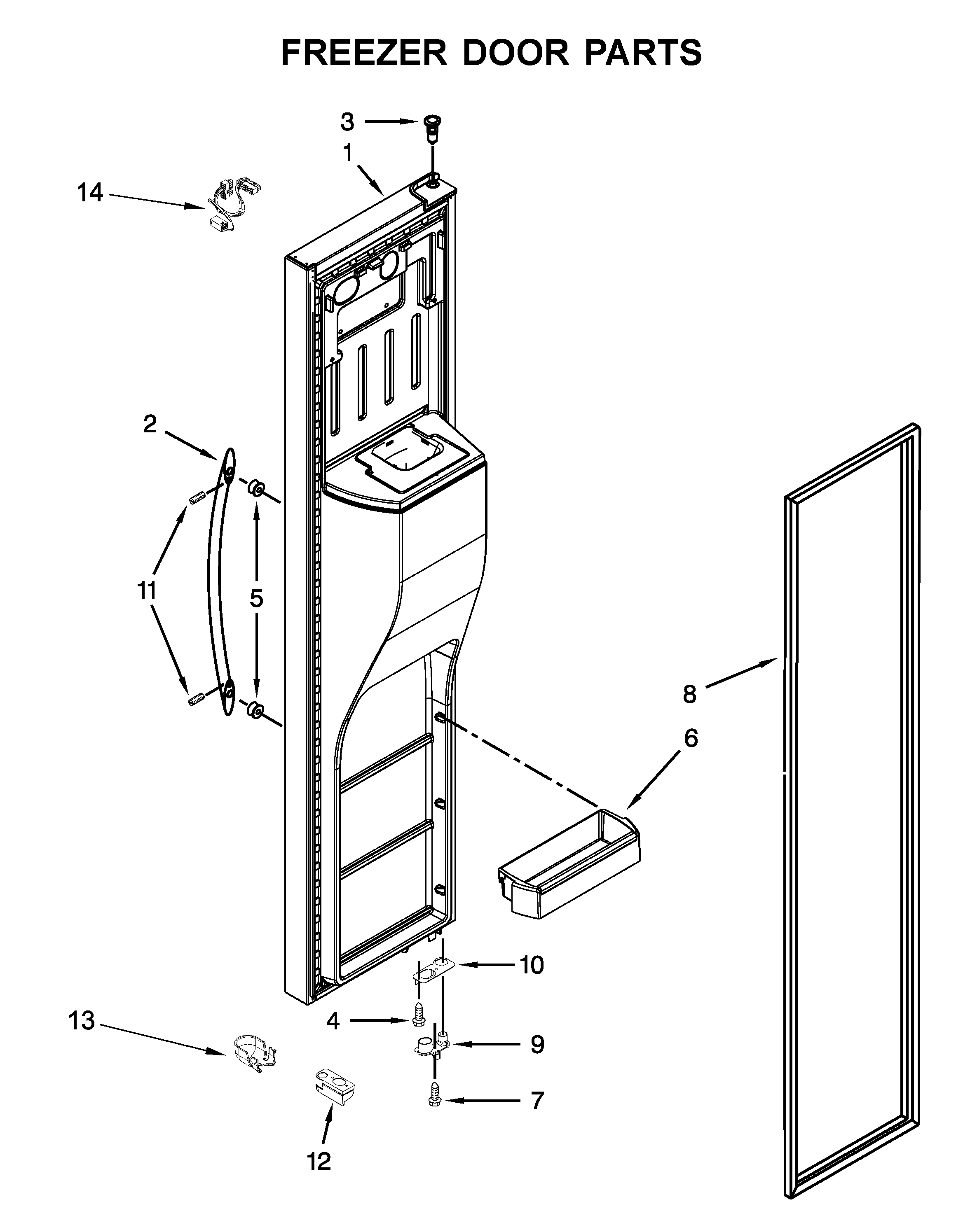 Whirlpool WRS973CIHZ00 freezer door parts diagram
