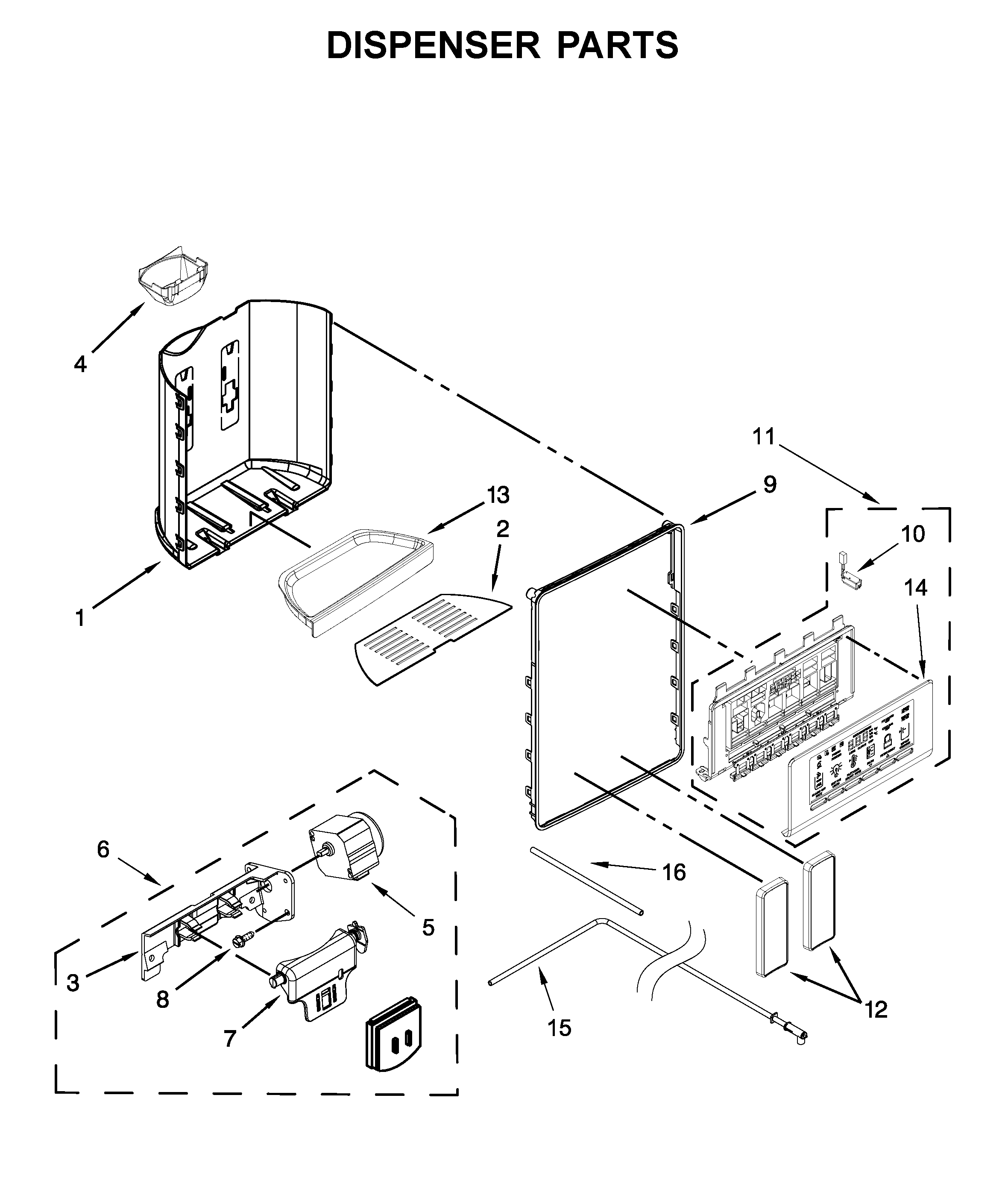 Whirlpool WRS973CIHZ00 dispenser parts diagram