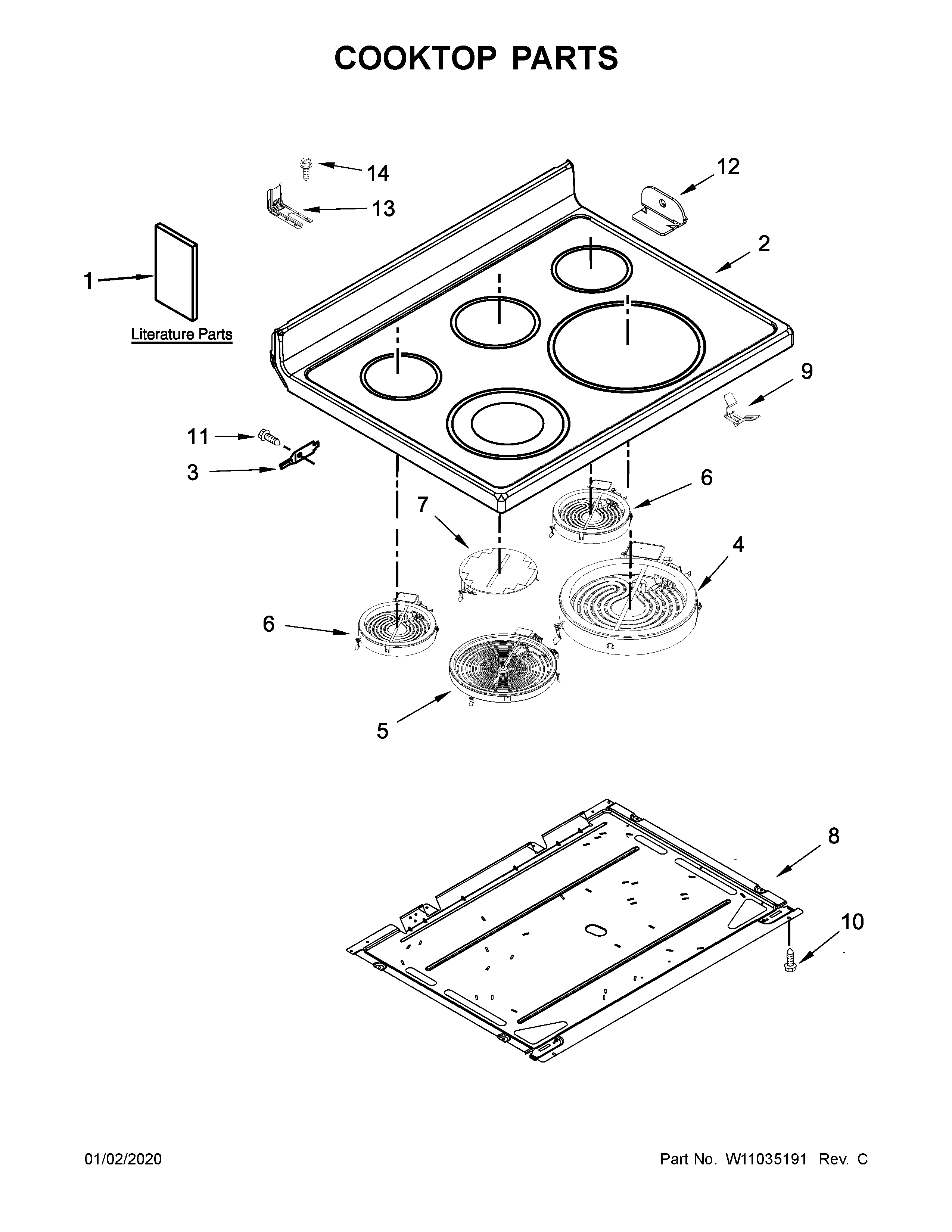 Maytag YMER8800FB0 cooktop parts diagram