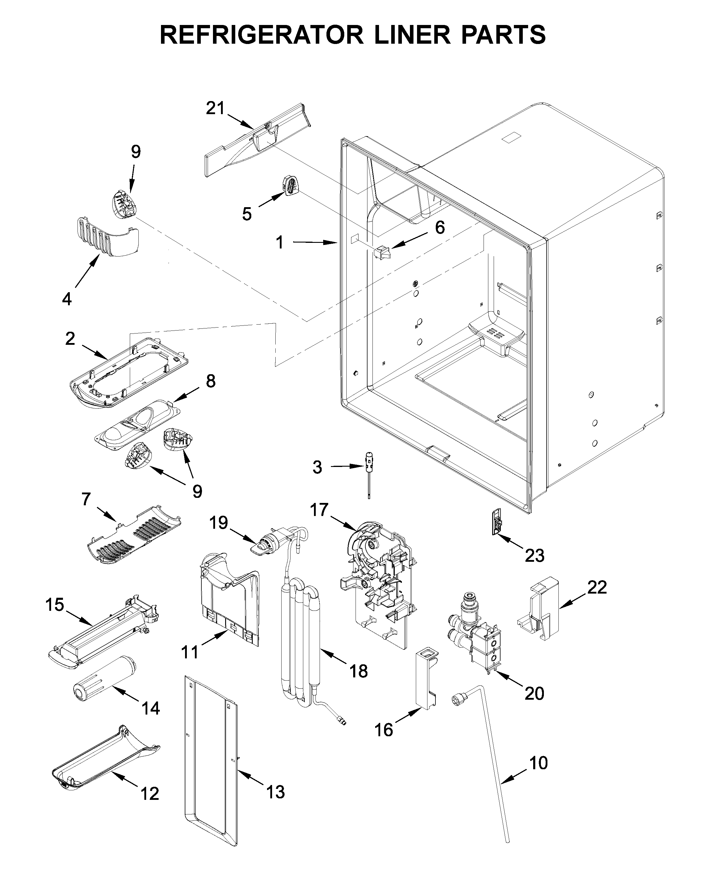 Maytag MFI2269FRZ05 refrigerator liner parts diagram