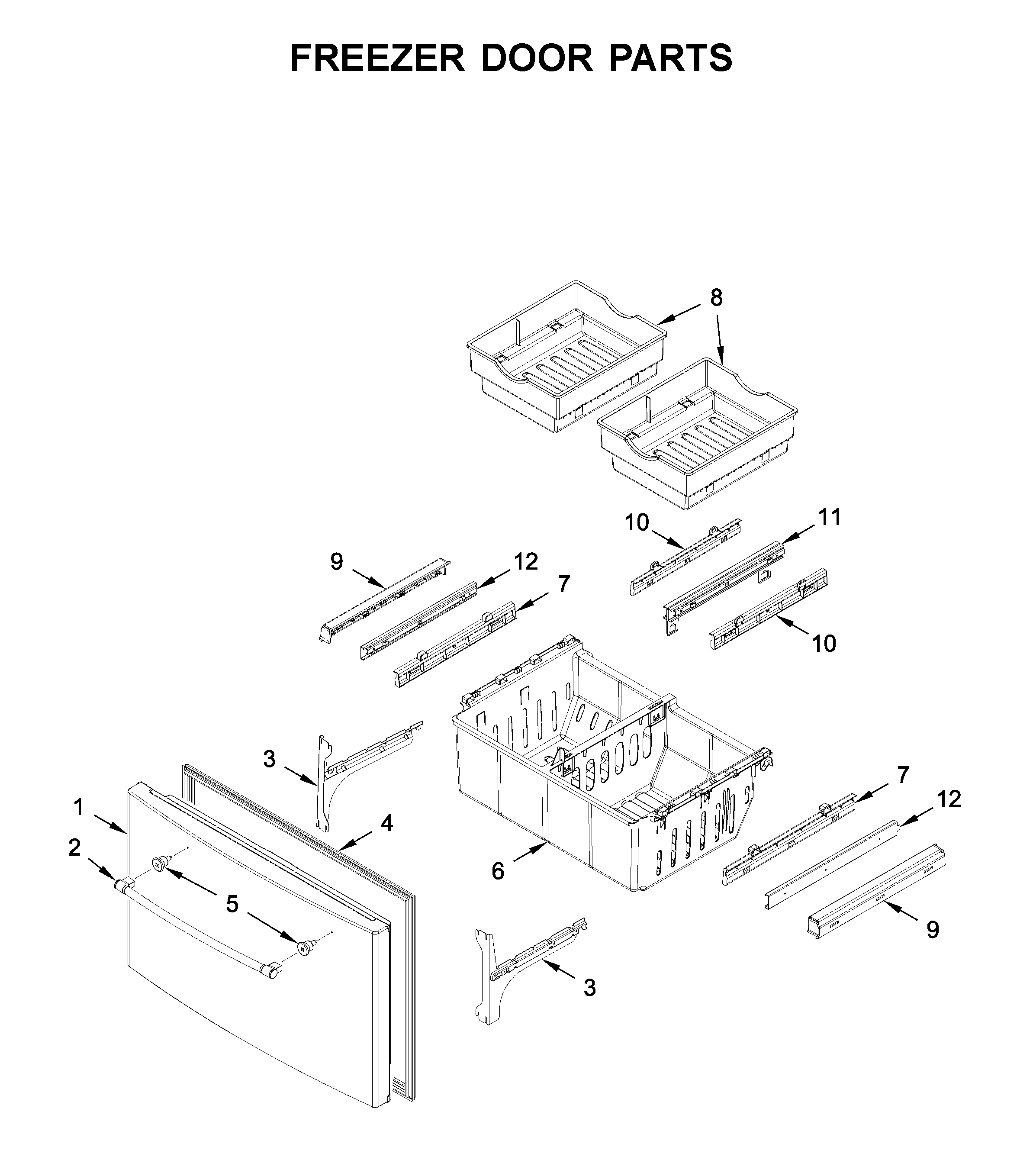 Maytag MFI2269FRZ05 freezer door parts diagram