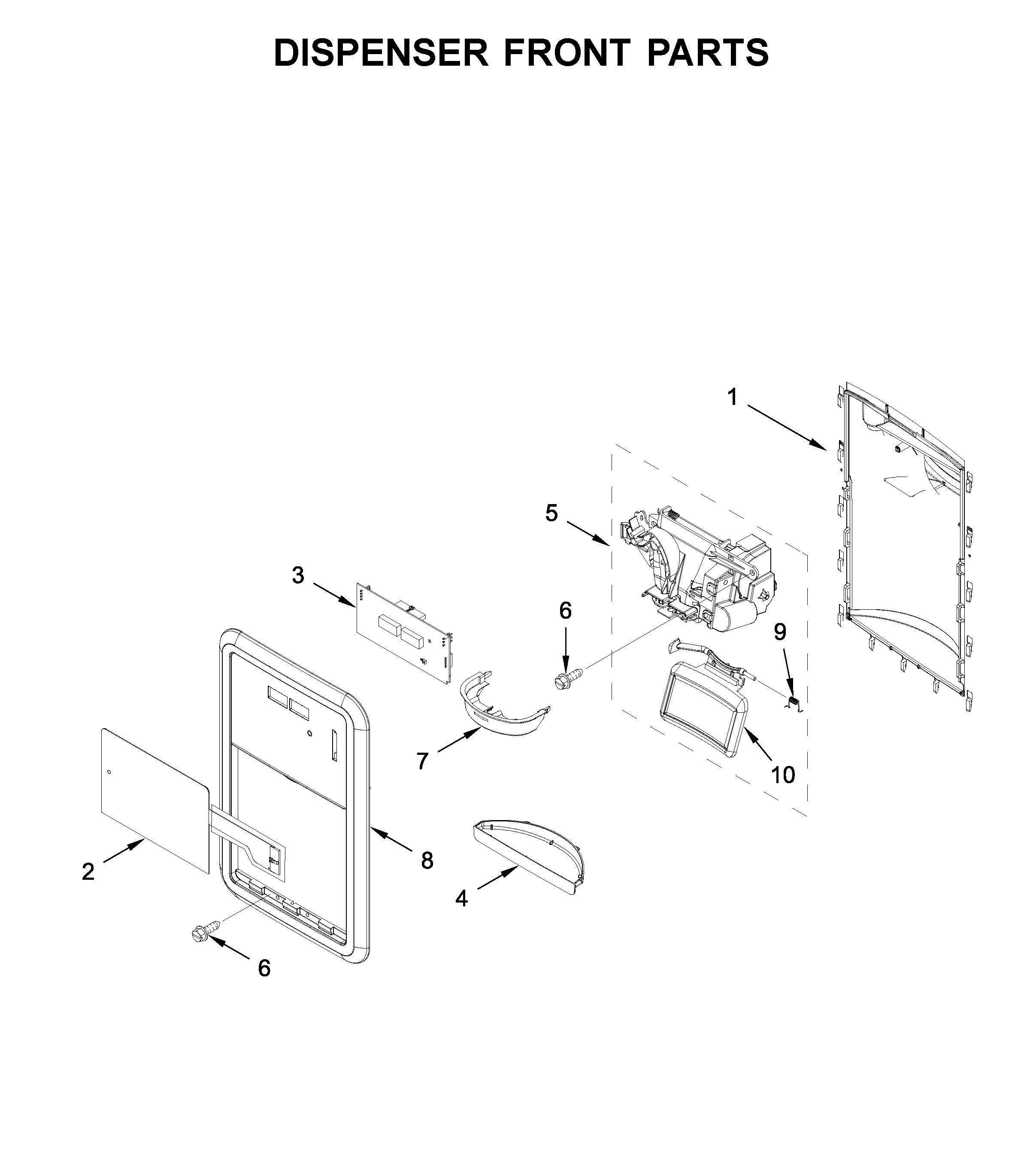 Maytag MFI2269FRZ05 dispenser front parts diagram