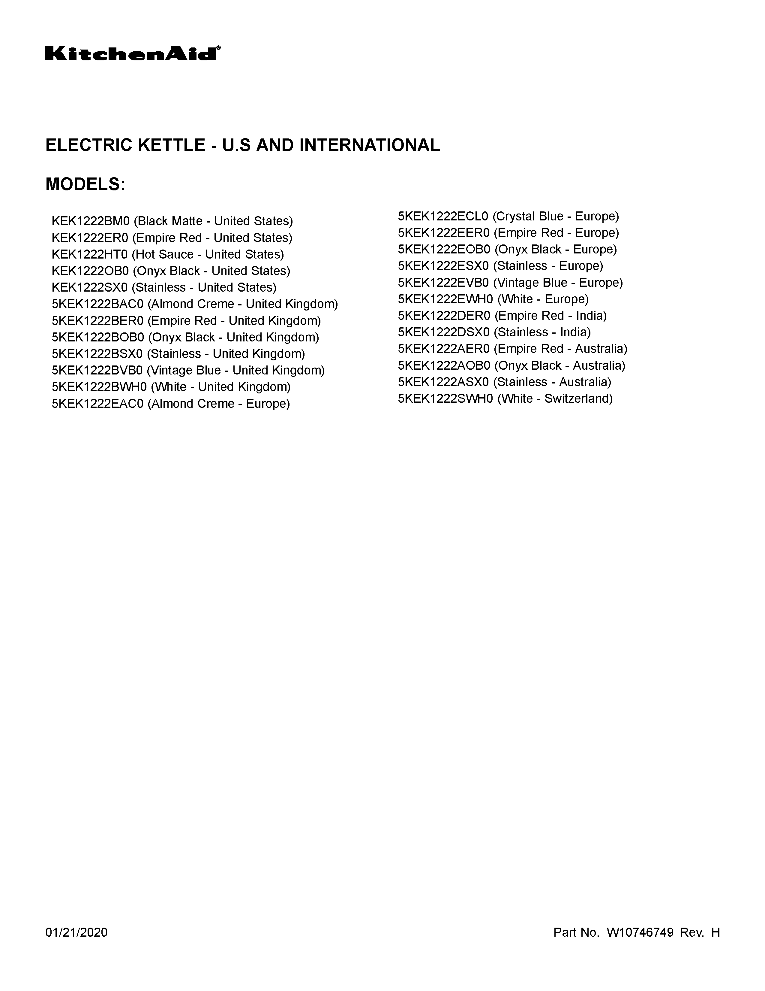 KitchenAid 5KEK1222BAC0 cover sheet diagram