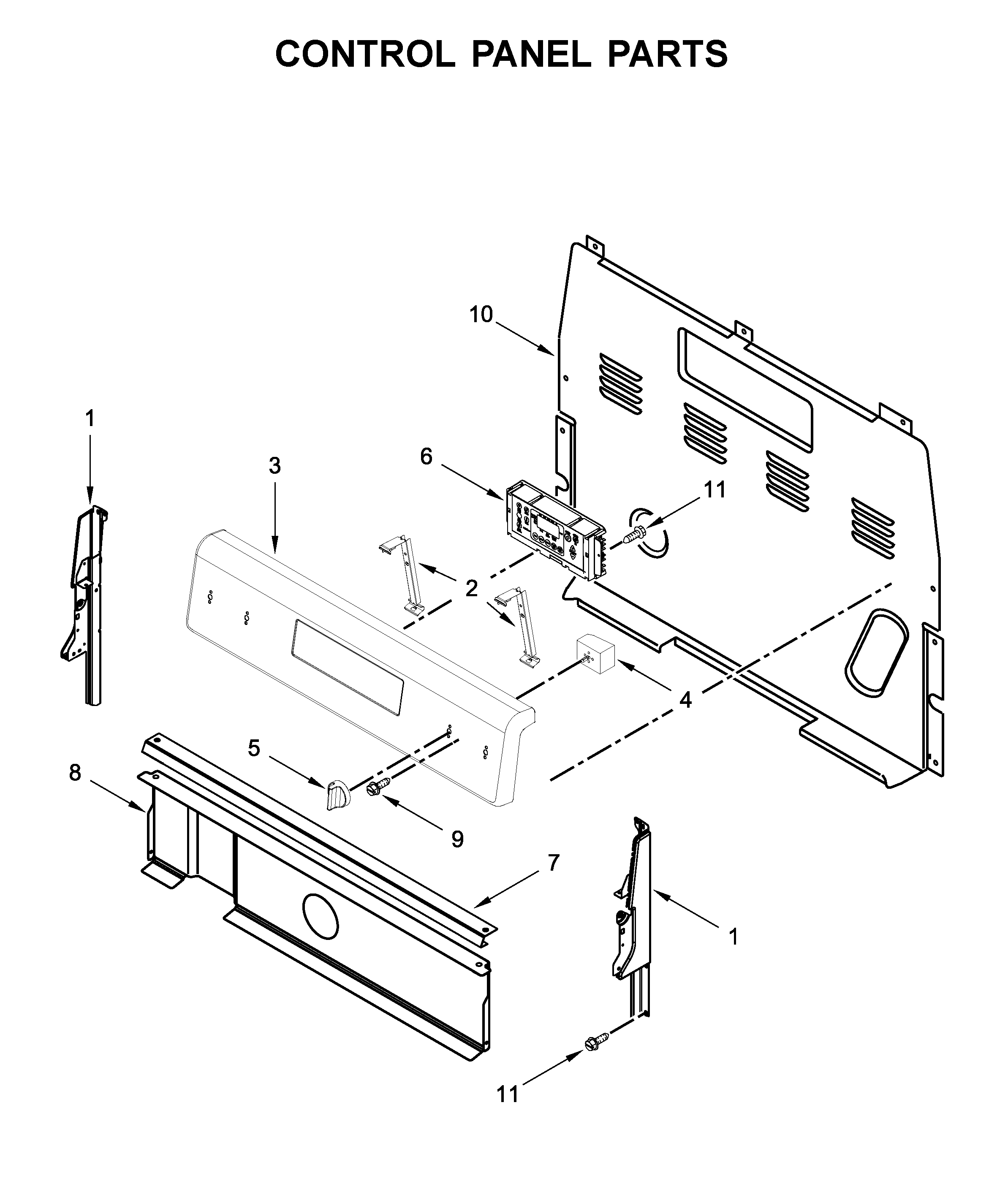 Whirlpool YWFE515S0JS0 control panel parts diagram