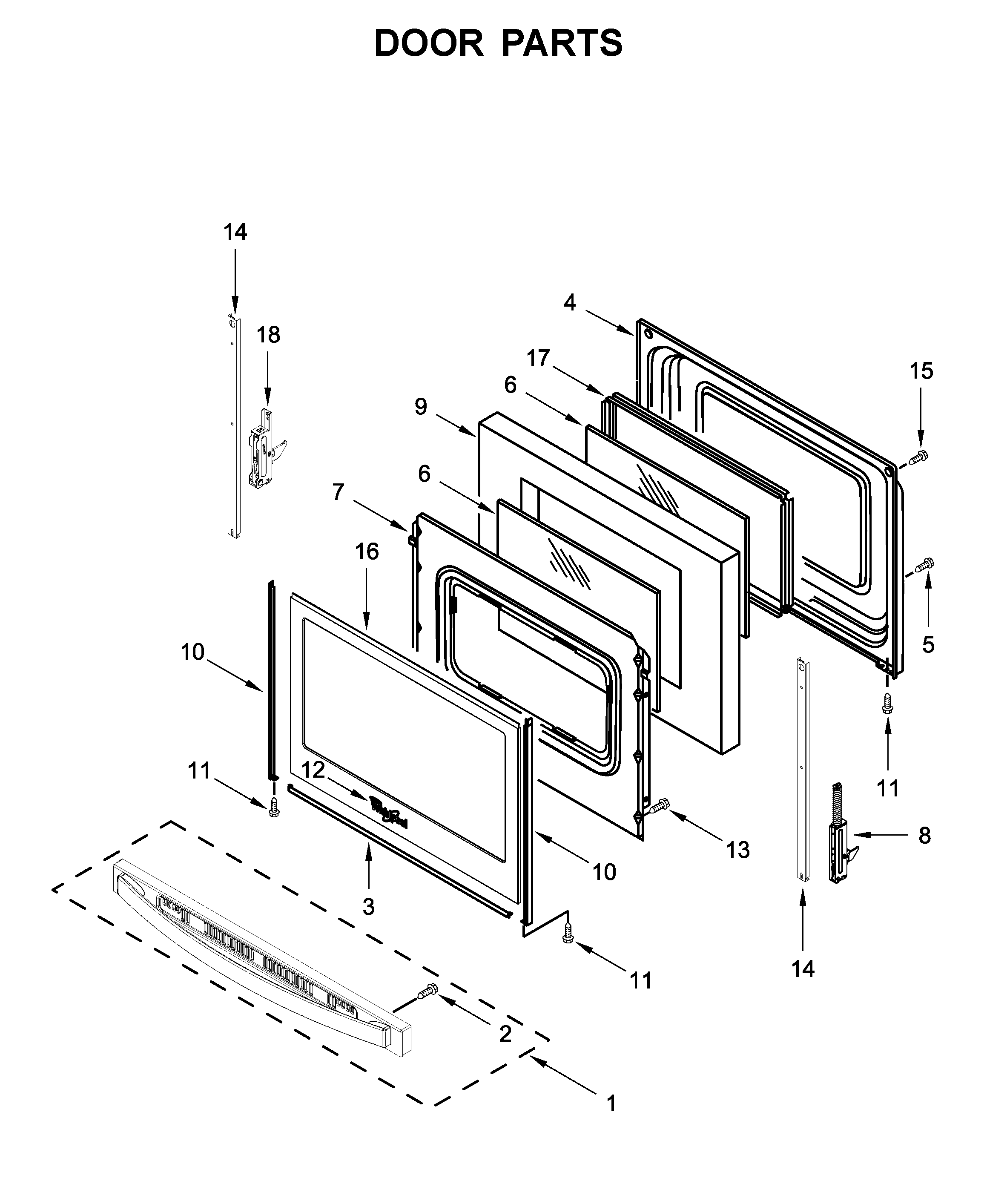 Whirlpool YWFE515S0JS0 door parts diagram