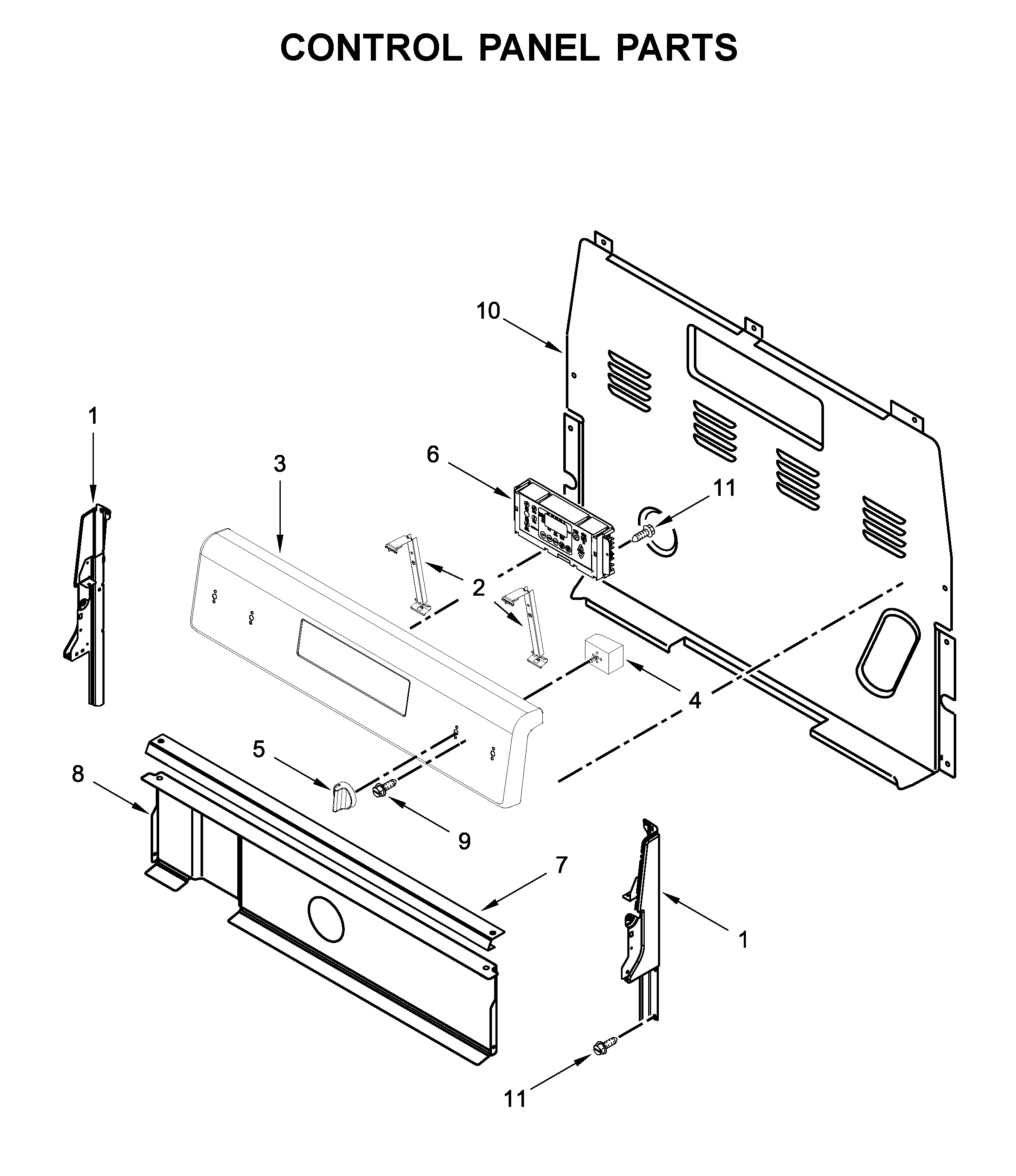 Whirlpool YWFE515S0JW0 control panel parts diagram