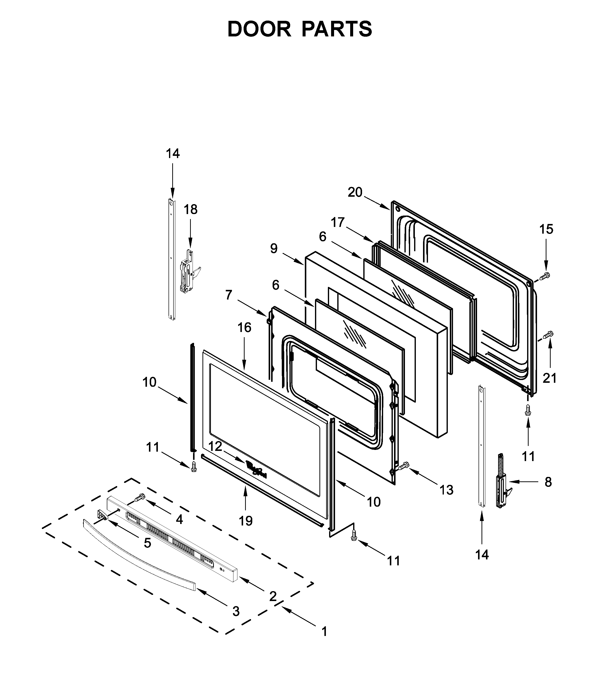 Whirlpool YWFE515S0JW0 door parts diagram