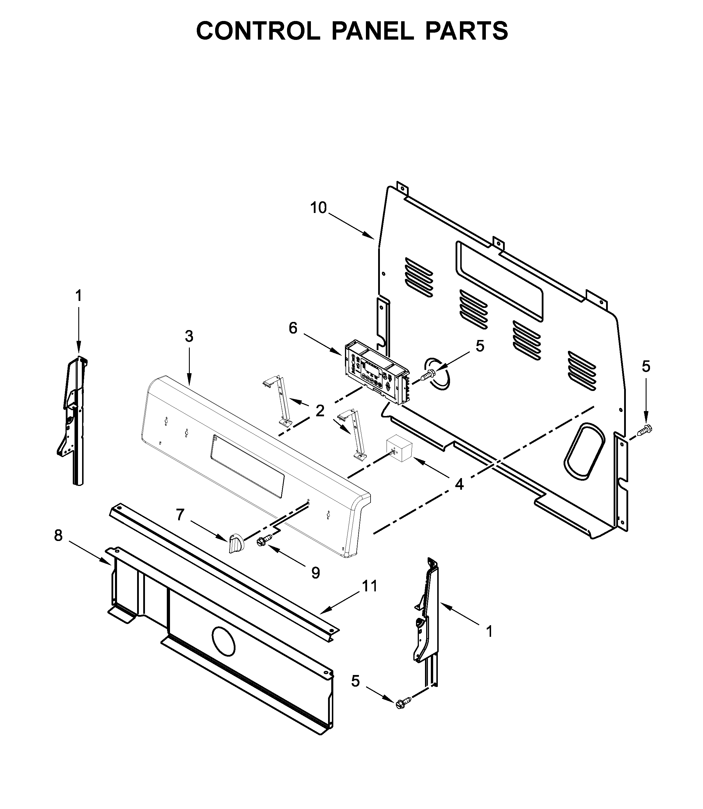 Whirlpool YWFE505W0JZ0 control panel parts diagram
