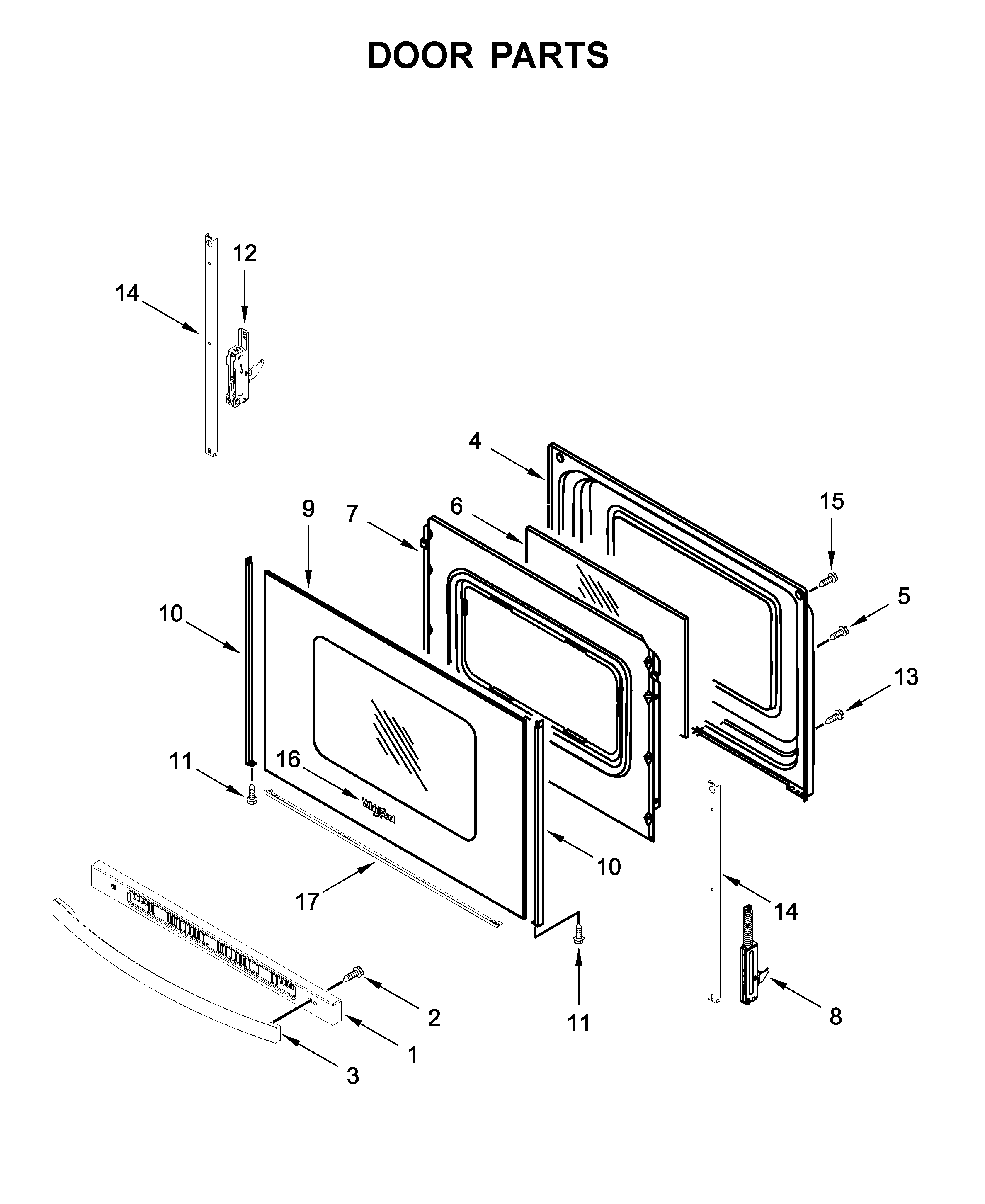 Whirlpool YWFE505W0JZ0 door parts diagram