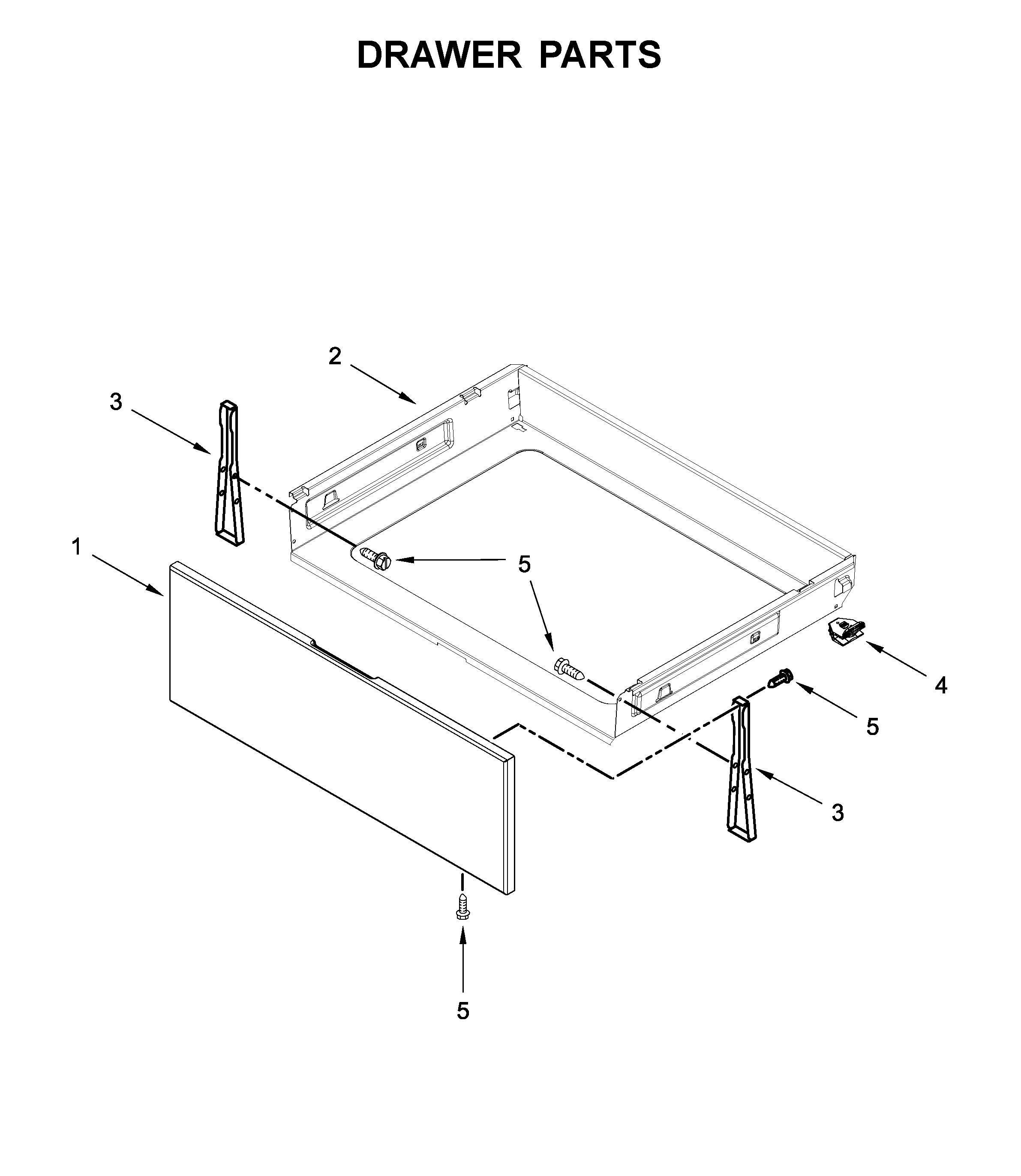 Whirlpool YWFE505W0JZ0 drawer parts diagram