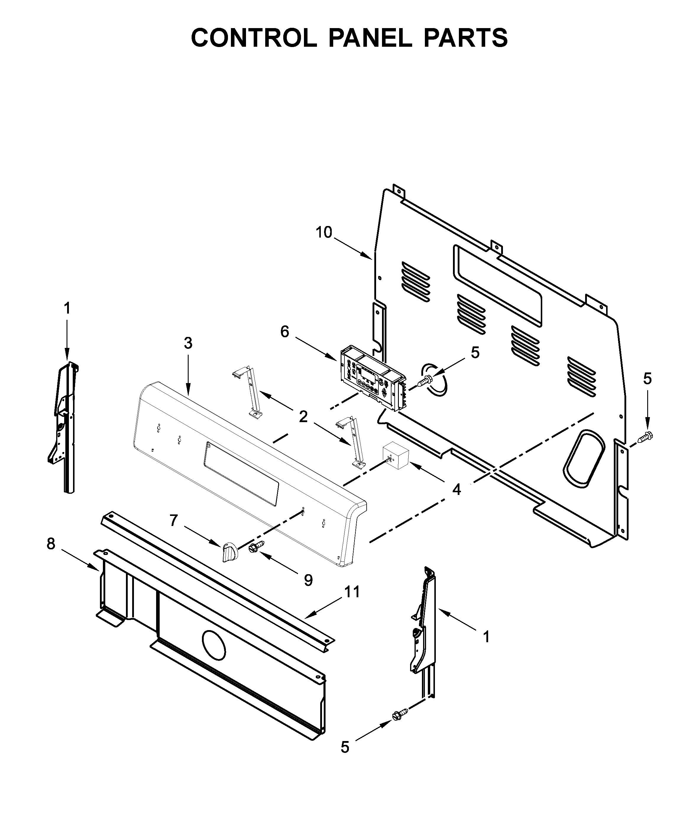 Whirlpool YWFE505W0JW0 control panel parts diagram