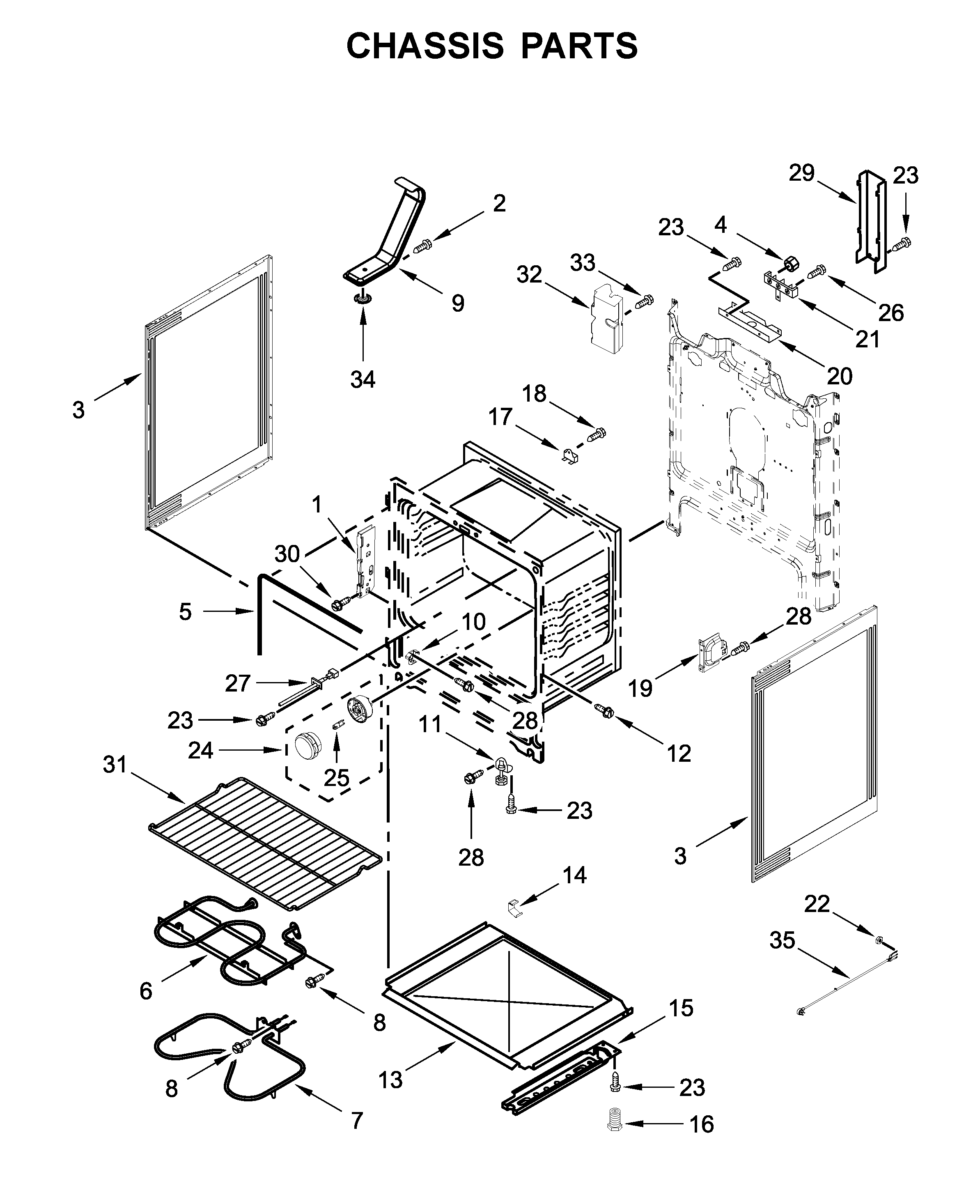 Whirlpool YWFE505W0JW0 chassis parts diagram