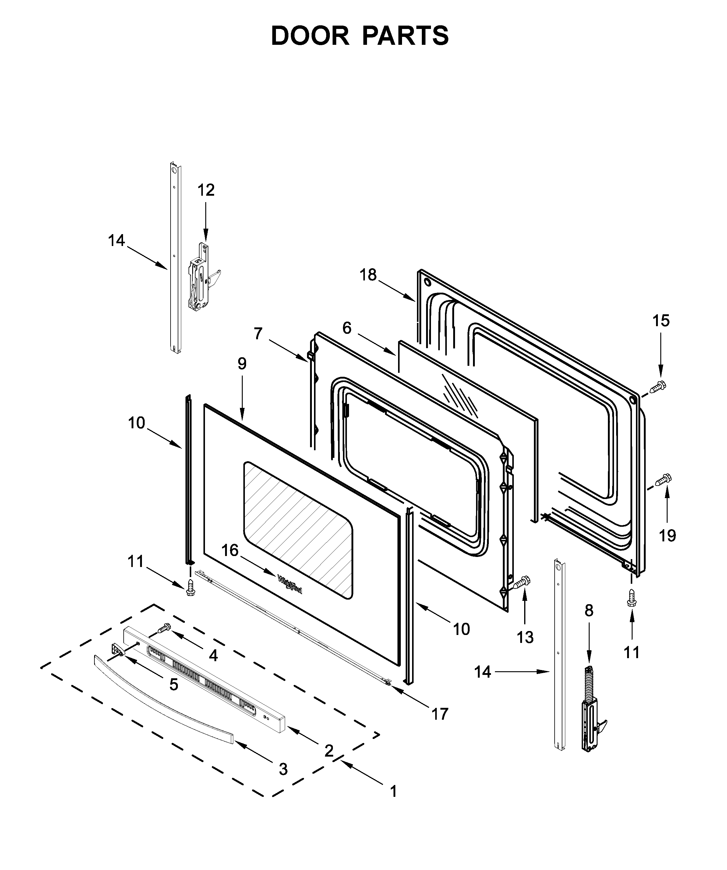 Whirlpool YWFE505W0JW0 door parts diagram