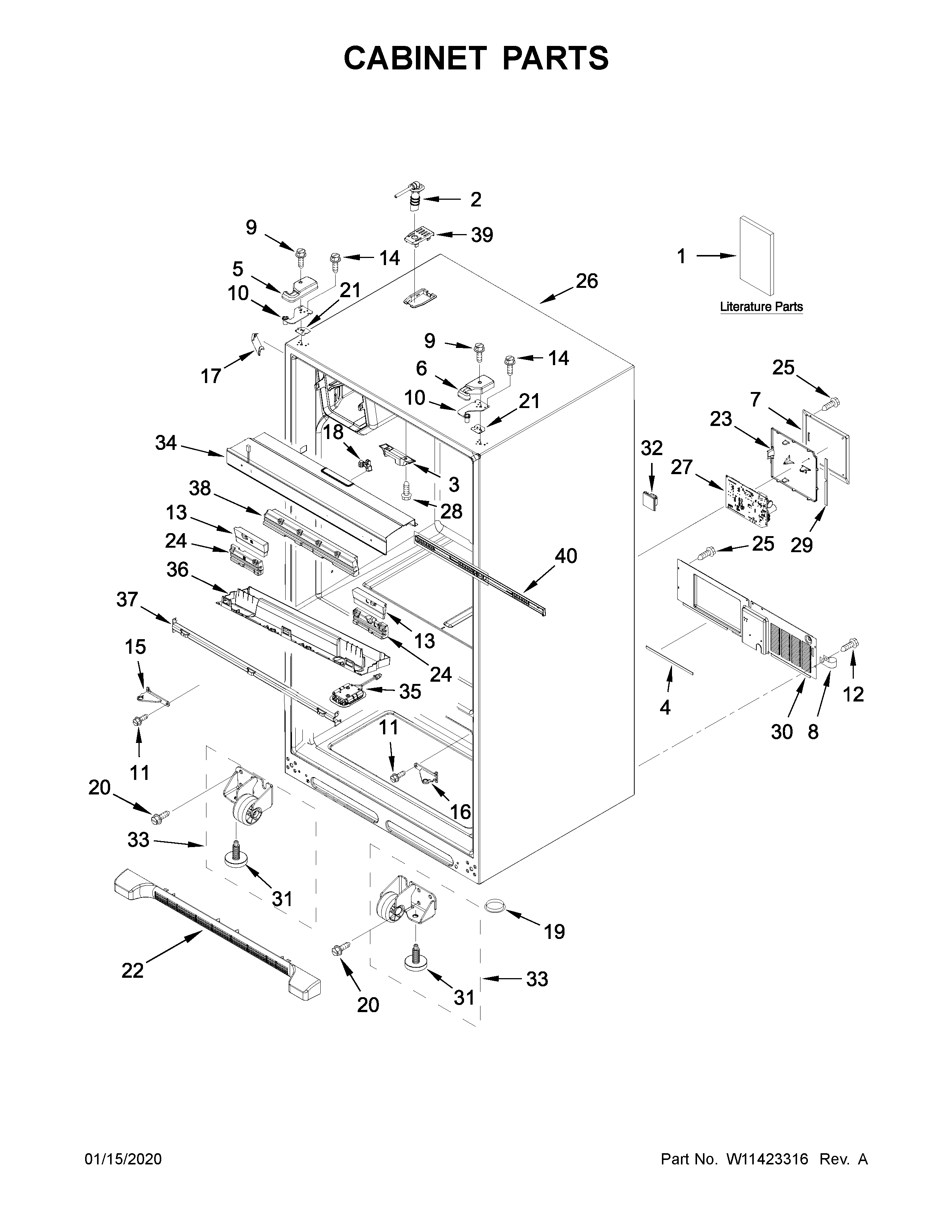 Whirlpool WRX735SDHB02 cabinet parts diagram