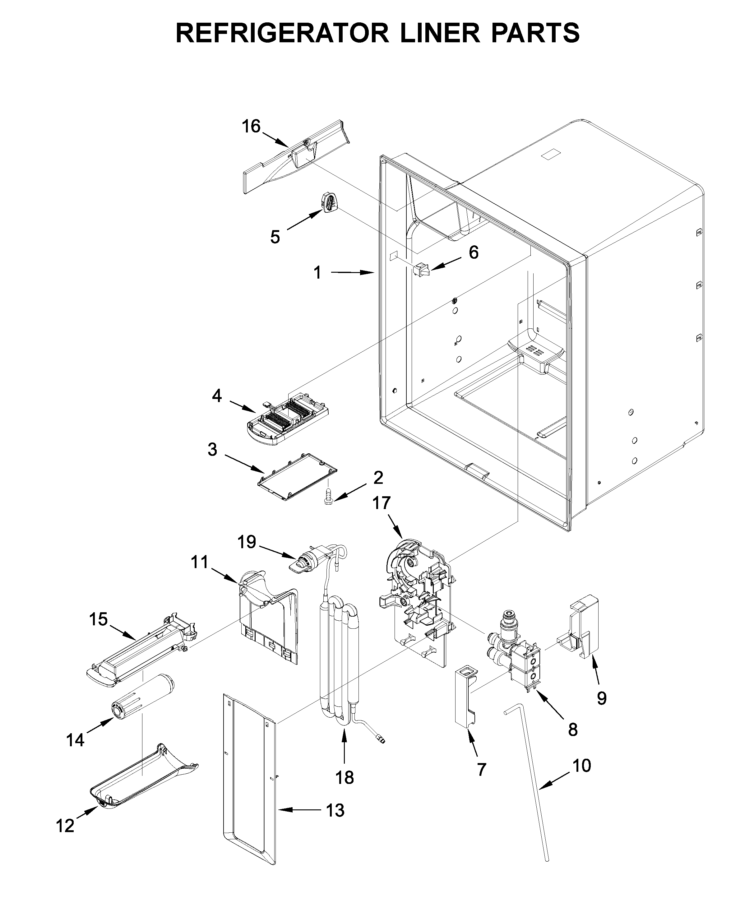 Whirlpool WRX735SDHB02 refrigerator liner parts diagram