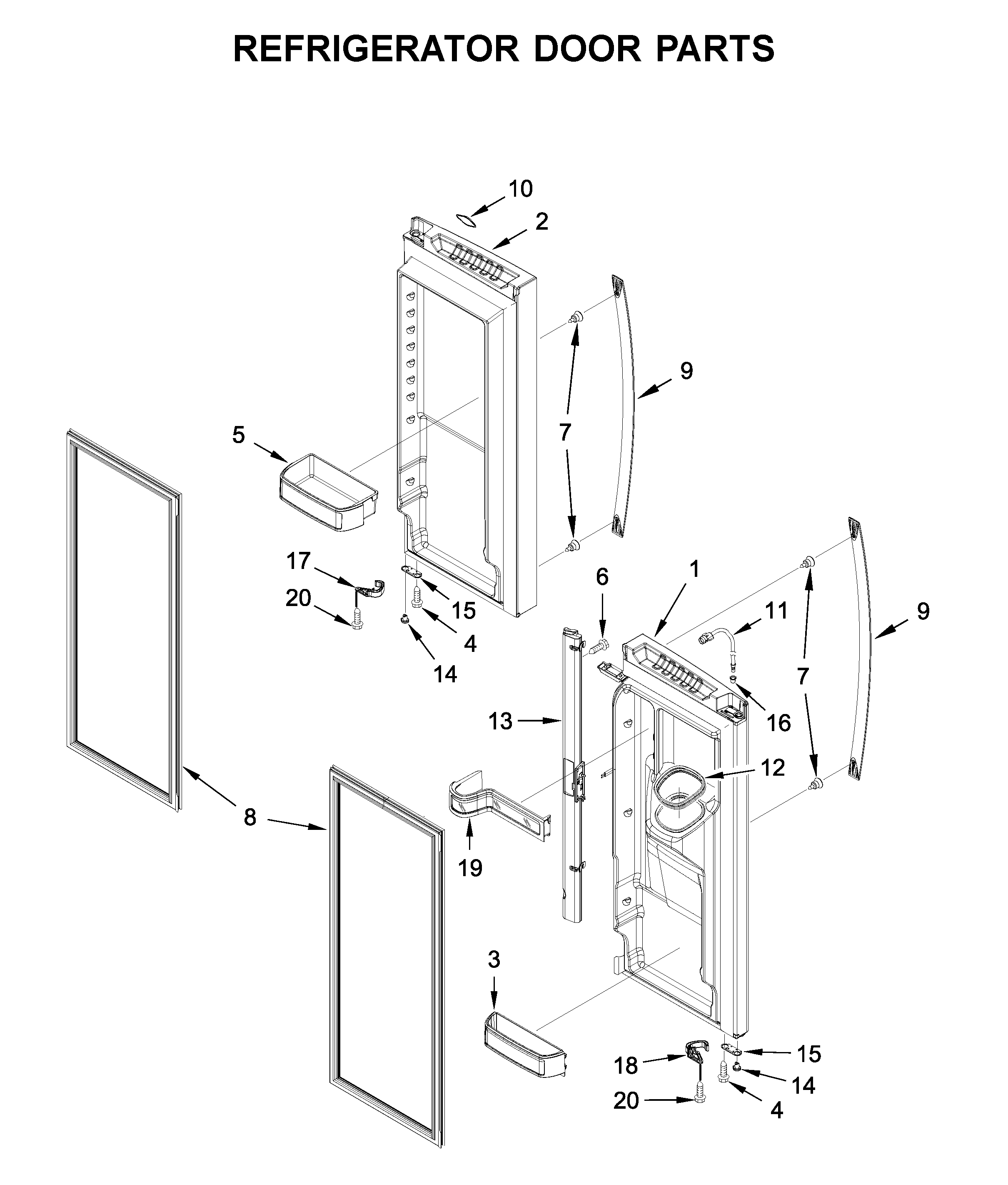 Whirlpool WRX735SDHB02 refrigerator door parts diagram