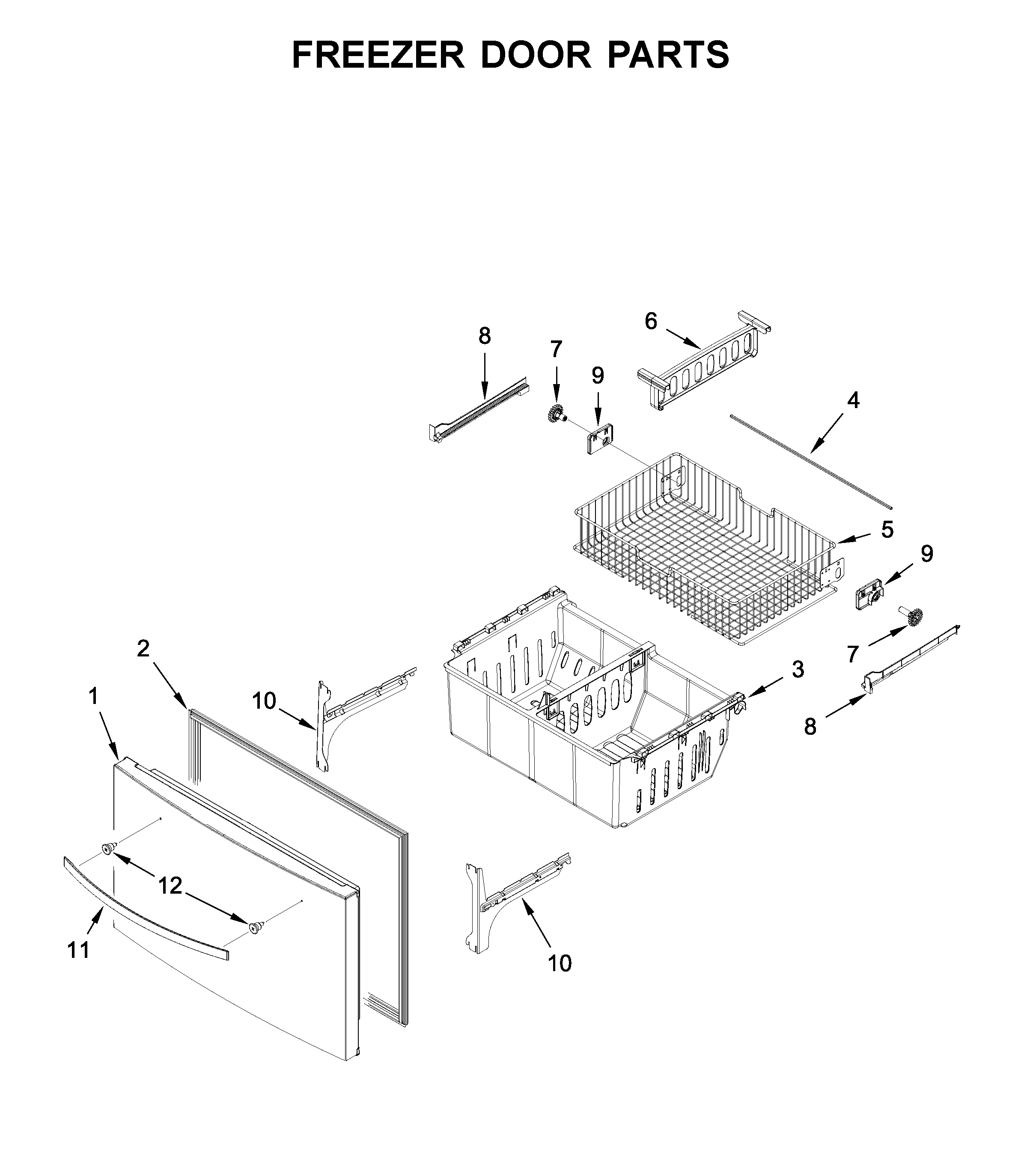 Whirlpool WRX735SDHB02 freezer door parts diagram