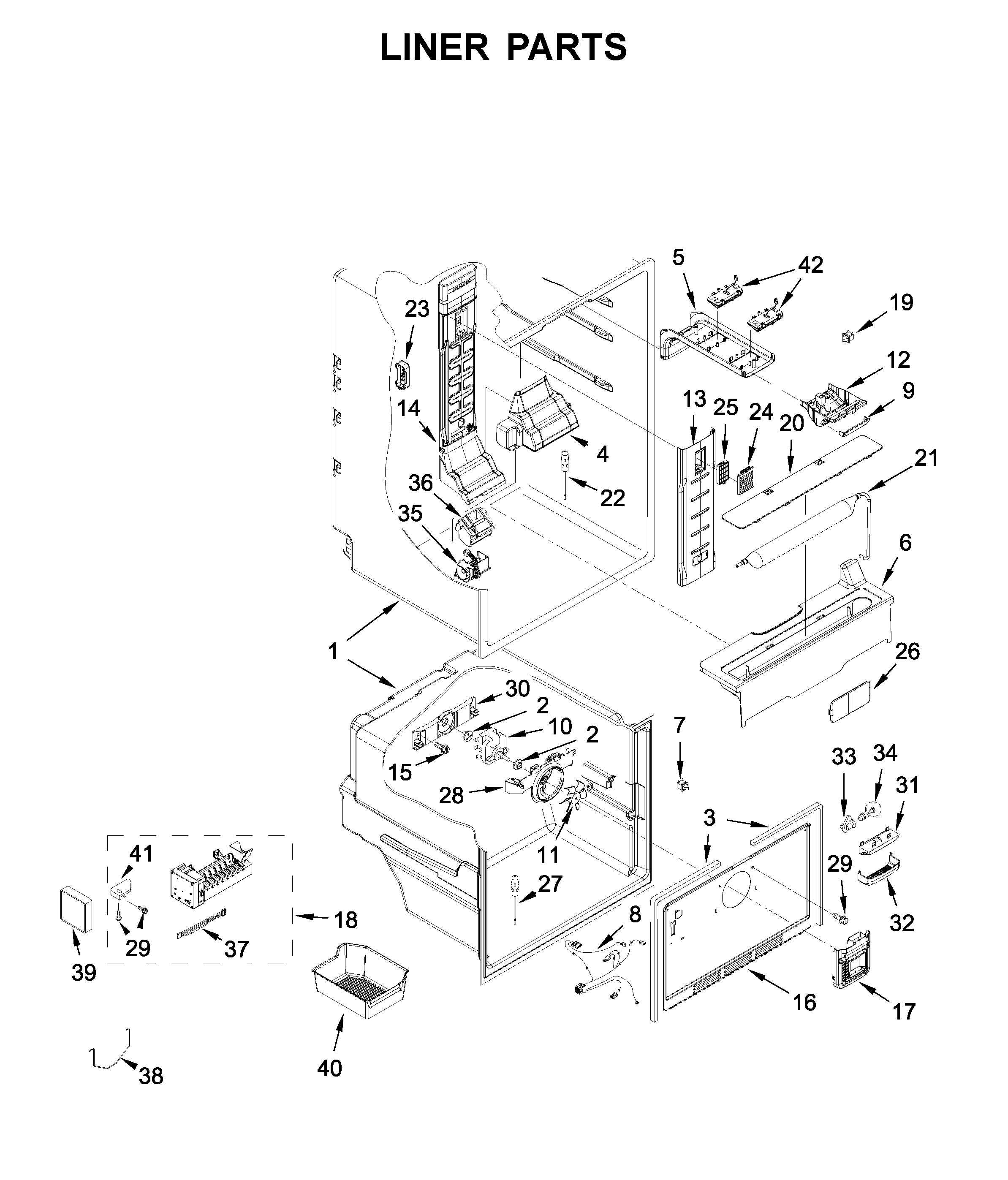 Maytag MFW2055FRZ00 liner parts diagram