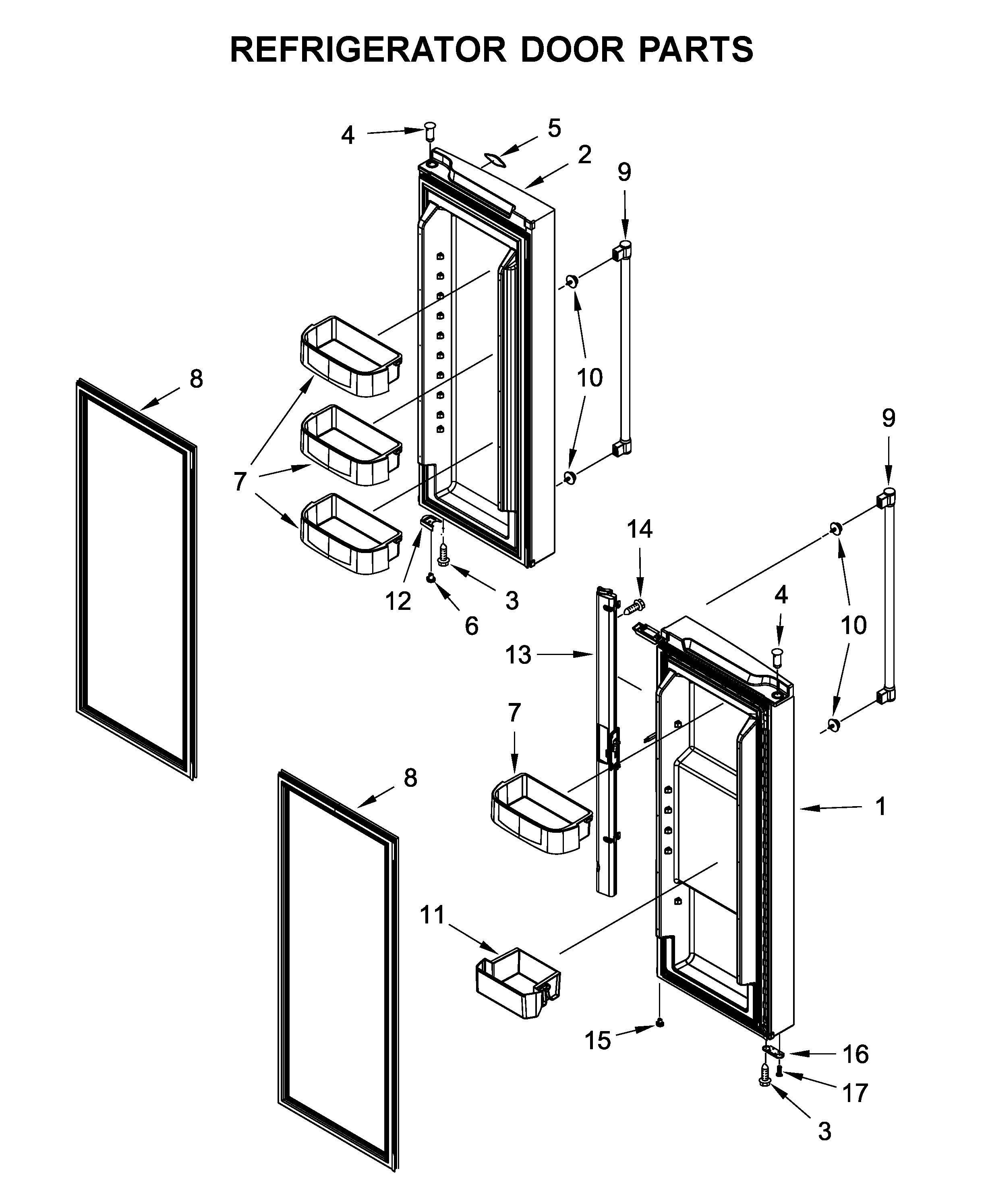 Maytag MFW2055FRZ00 refrigerator door parts diagram
