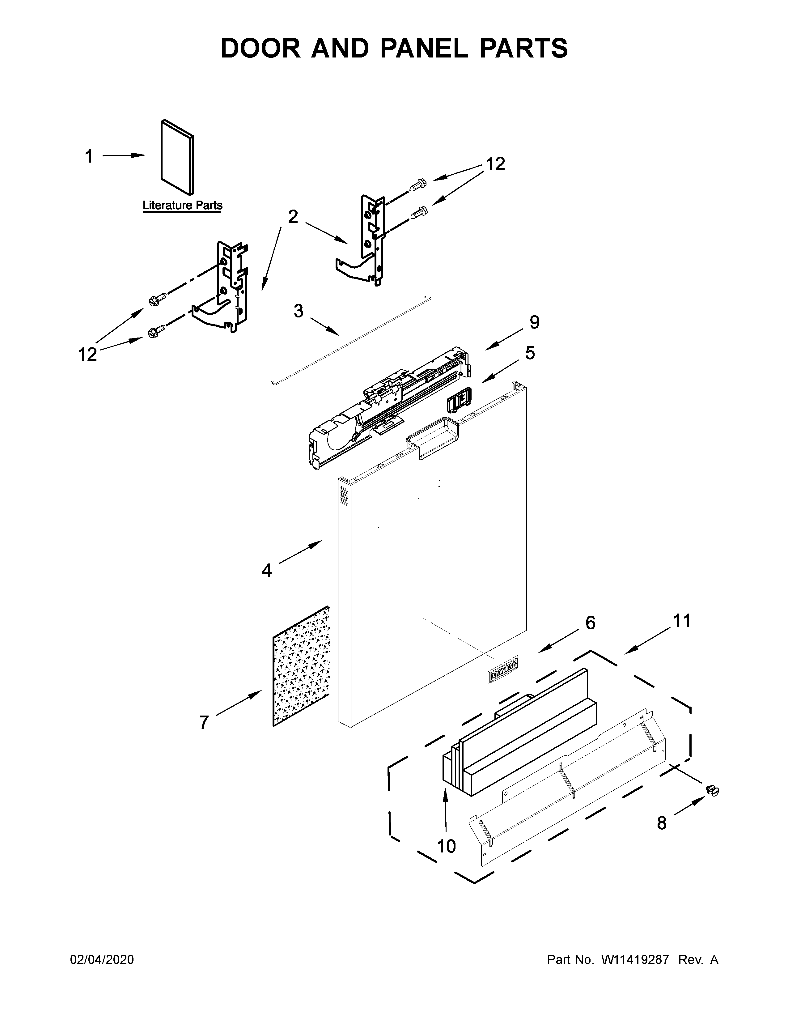 Maytag MDB4949SHZ1 door and panel parts diagram