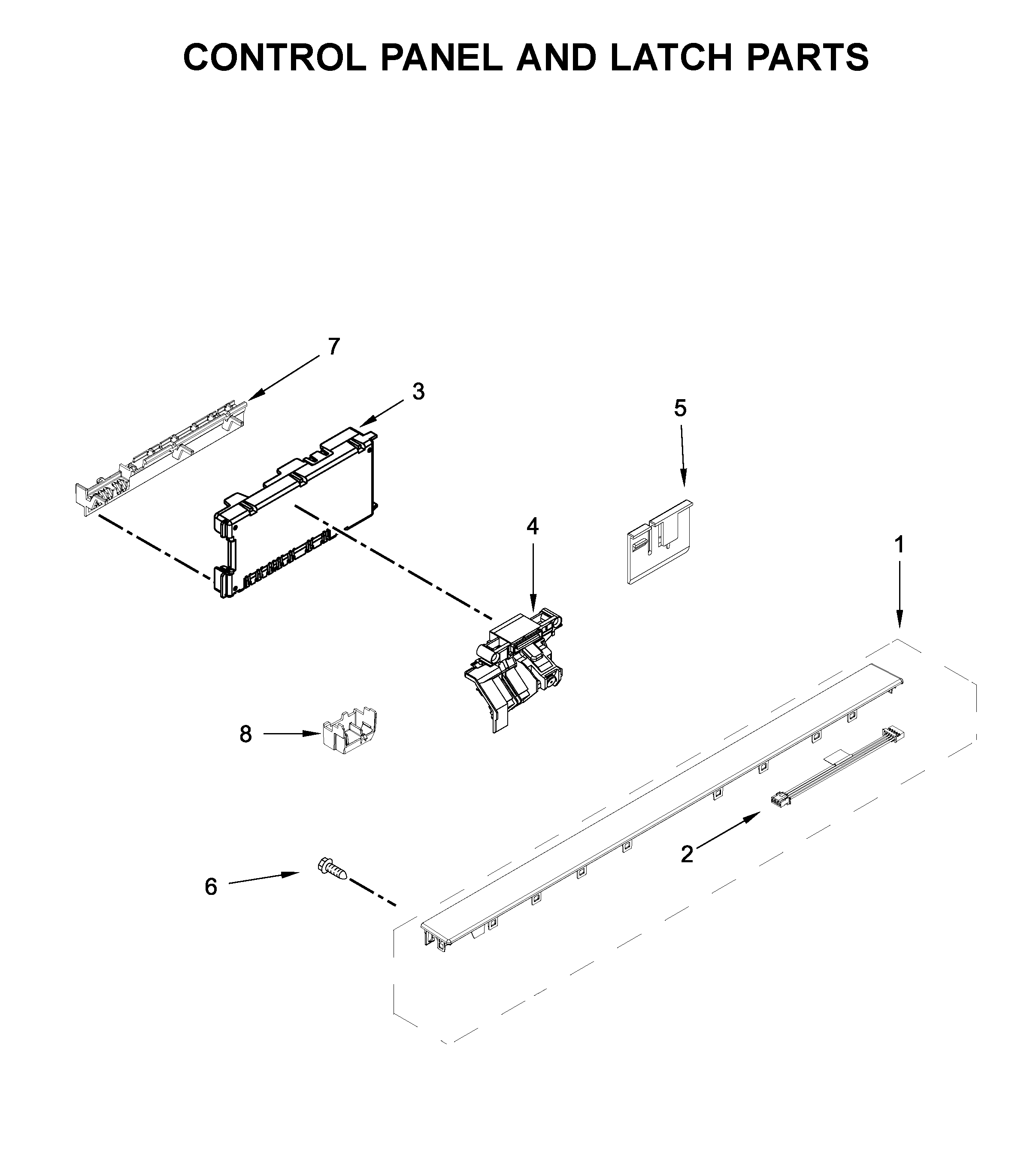 Maytag MDB7979SHZ1 control panel and latch parts diagram