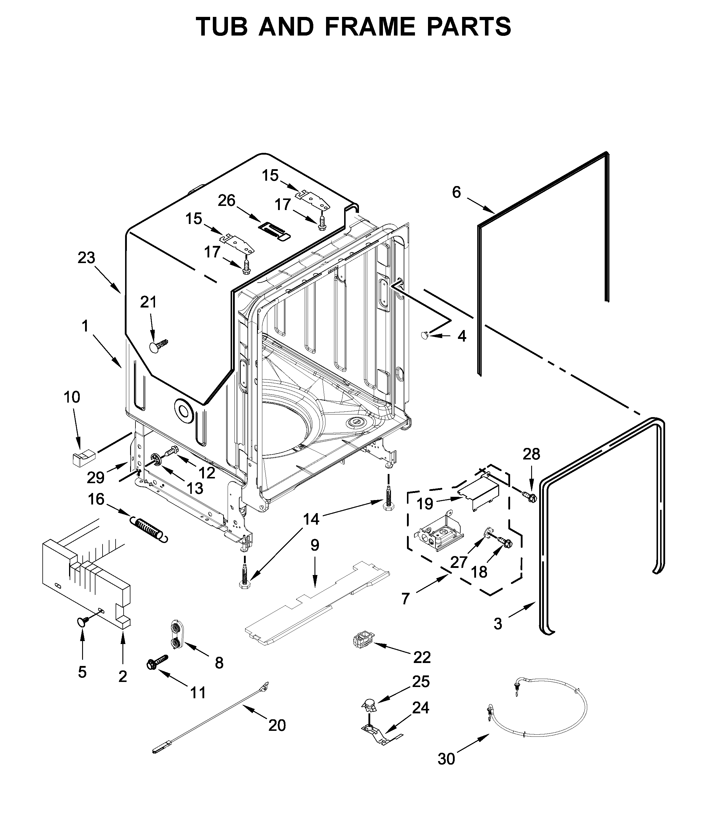 Maytag MDB7979SHZ1 tub and frame parts diagram