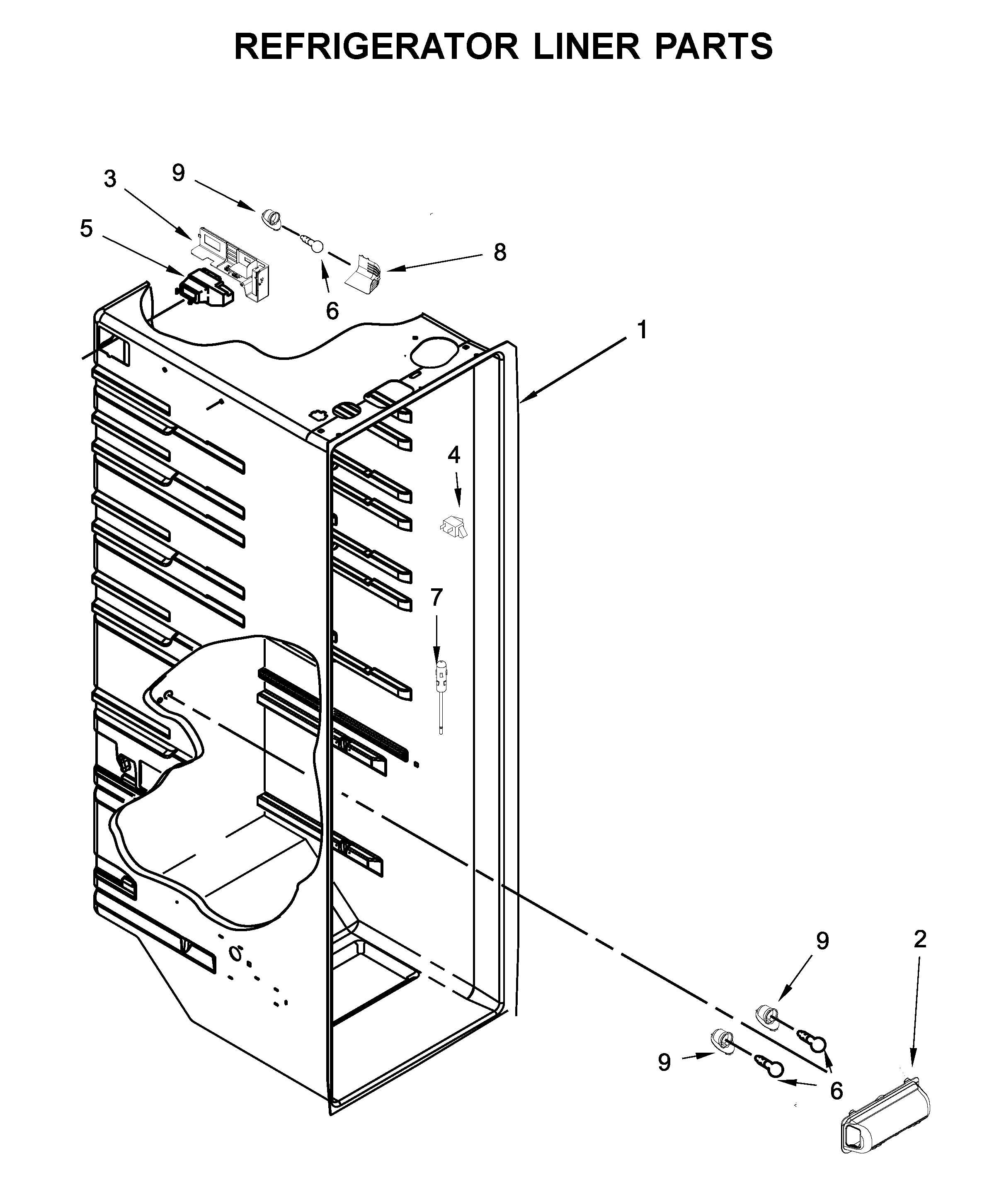 Maytag MSS25N4MKZ00 refrigerator liner parts diagram