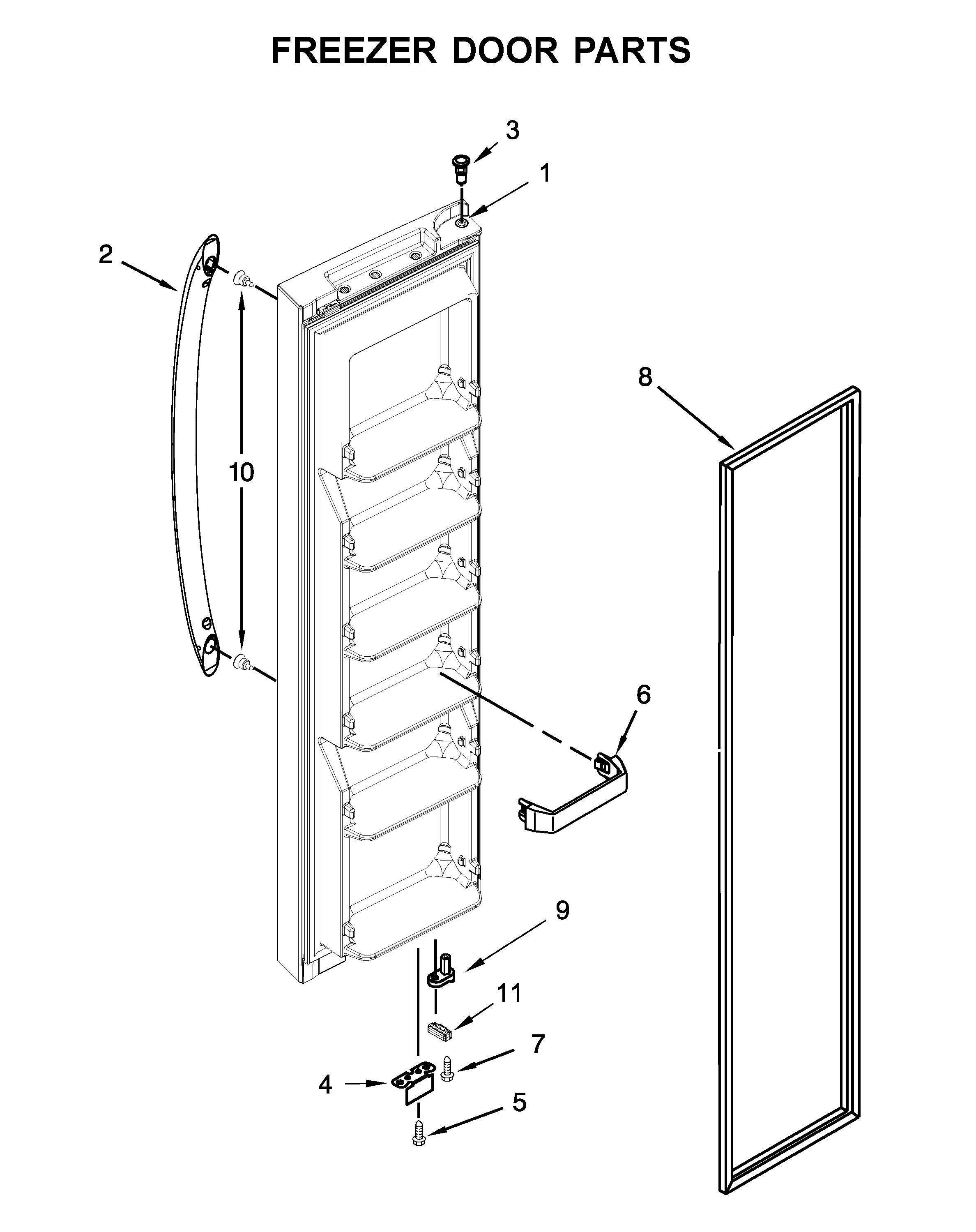 Maytag MSS25N4MKZ00 freezer door parts diagram