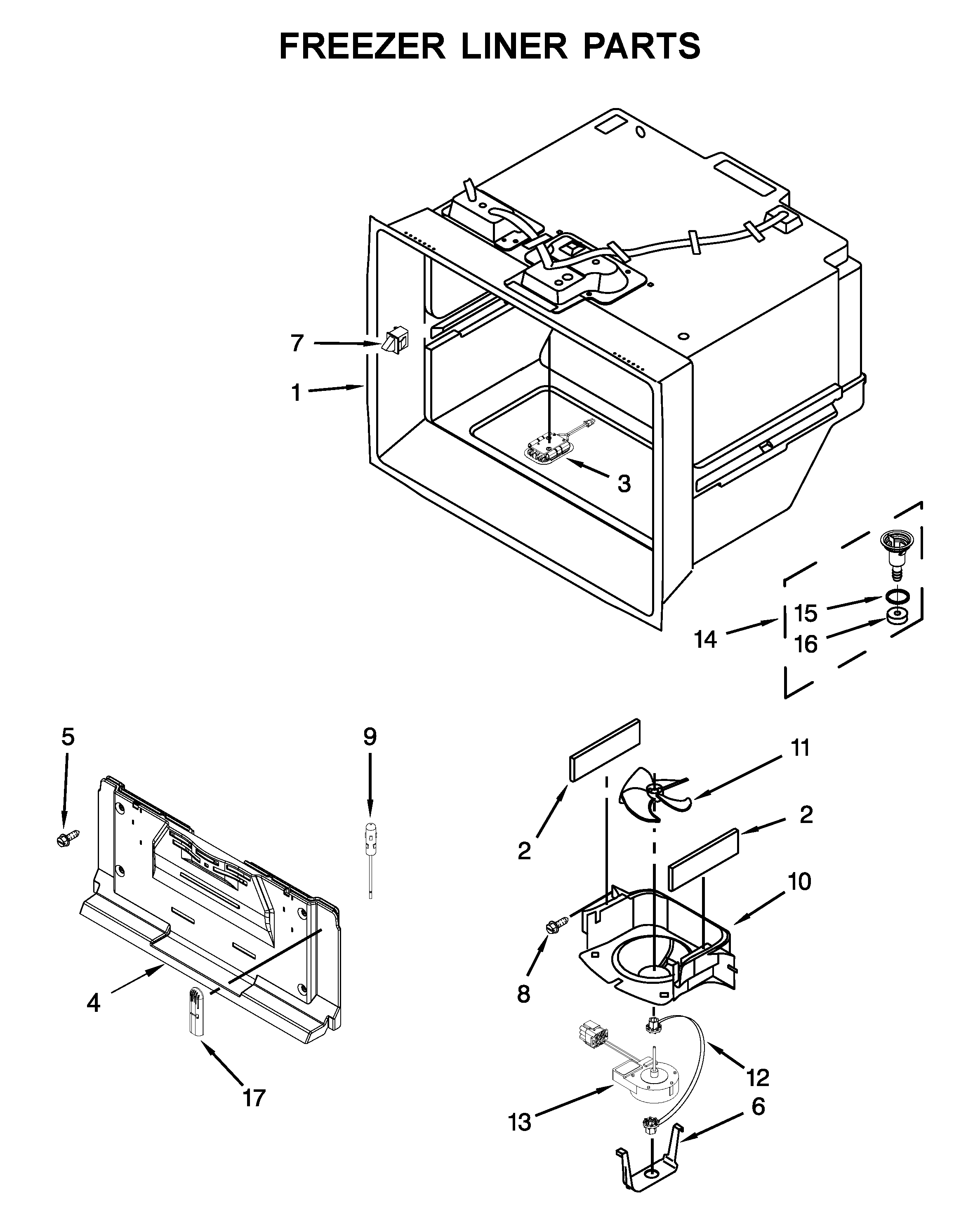 Whirlpool WRV996FDEE01 freezer liner parts diagram