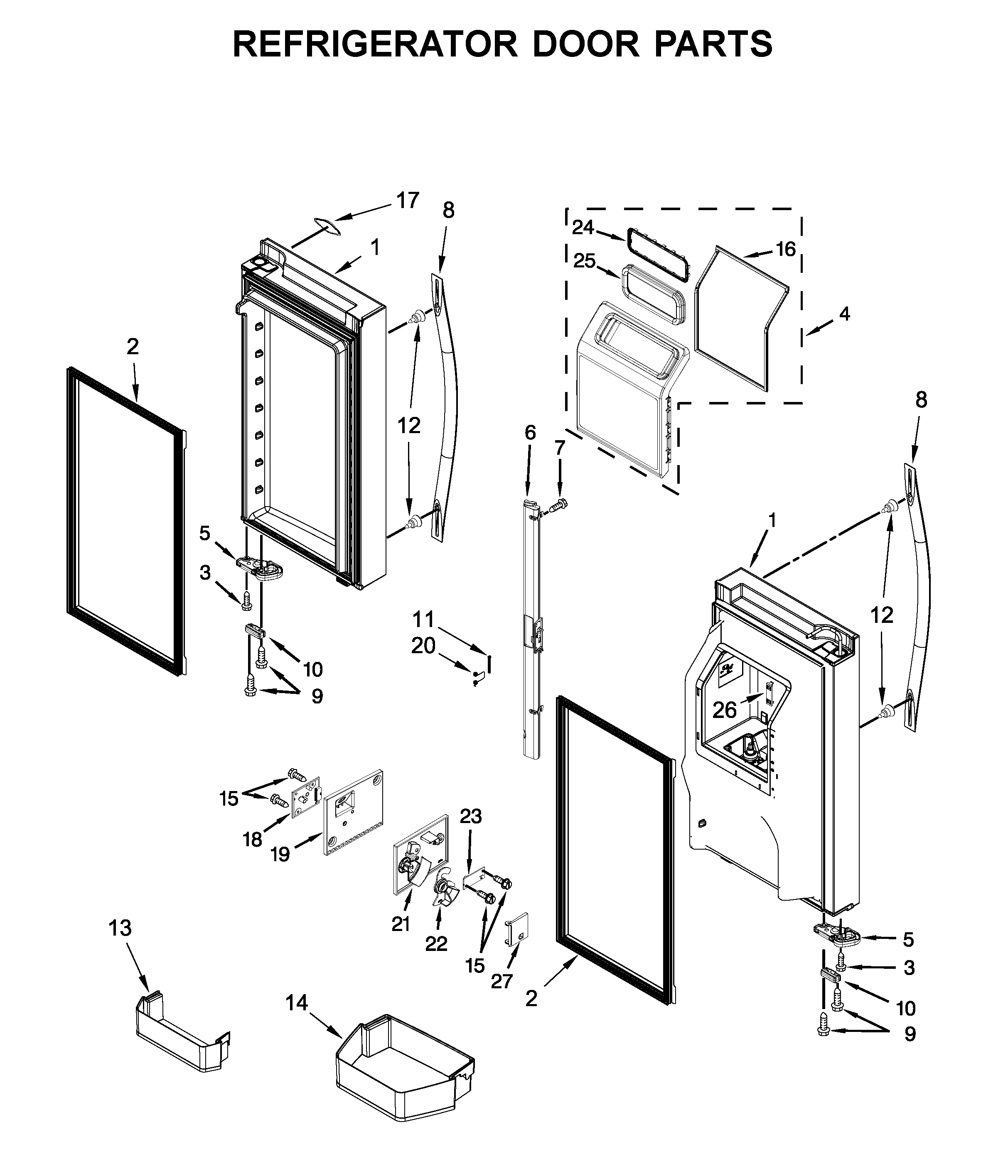 Whirlpool WRV996FDEE01 refrigerator door parts diagram