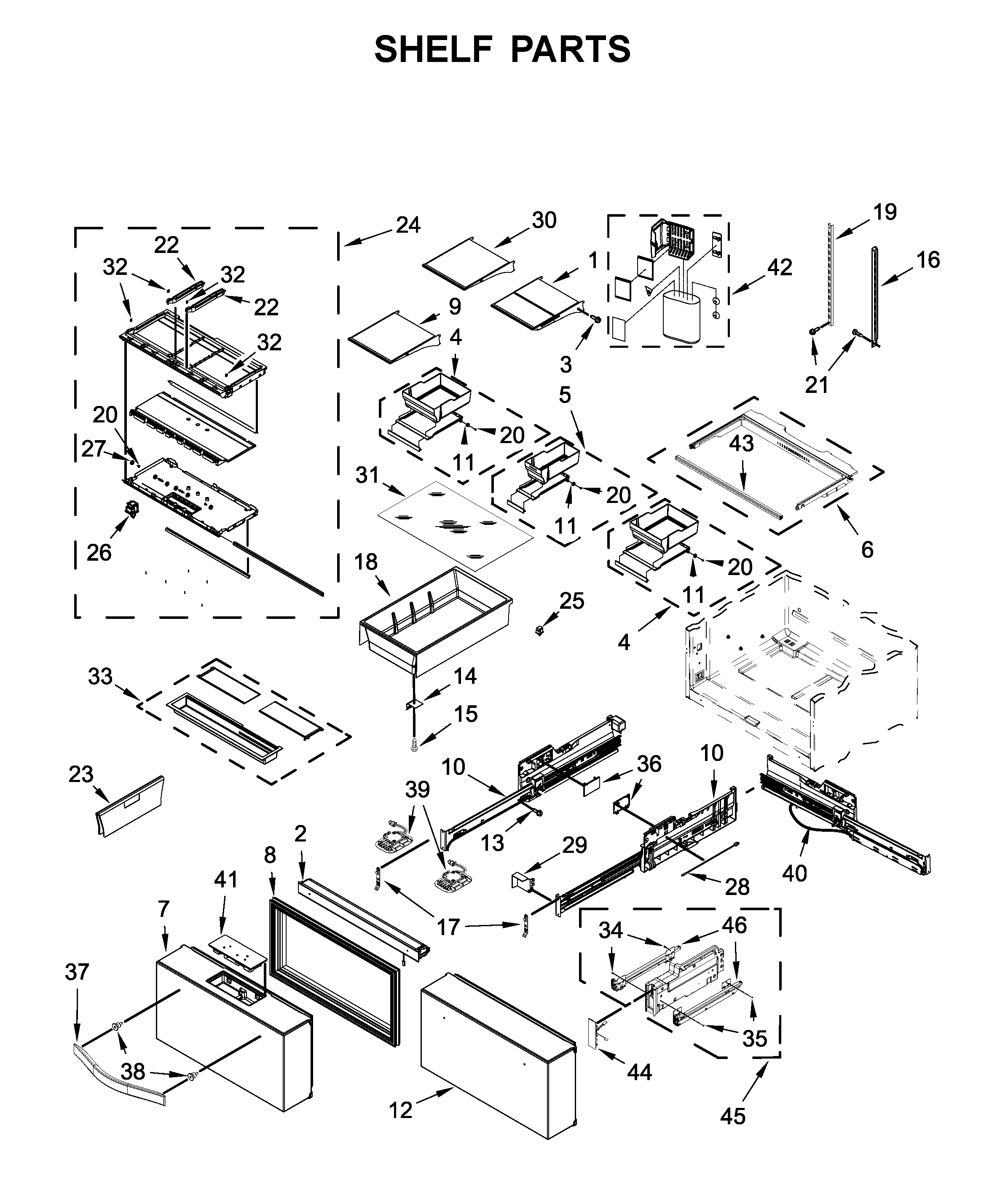 Whirlpool WRV996FDEE01 shelf parts diagram