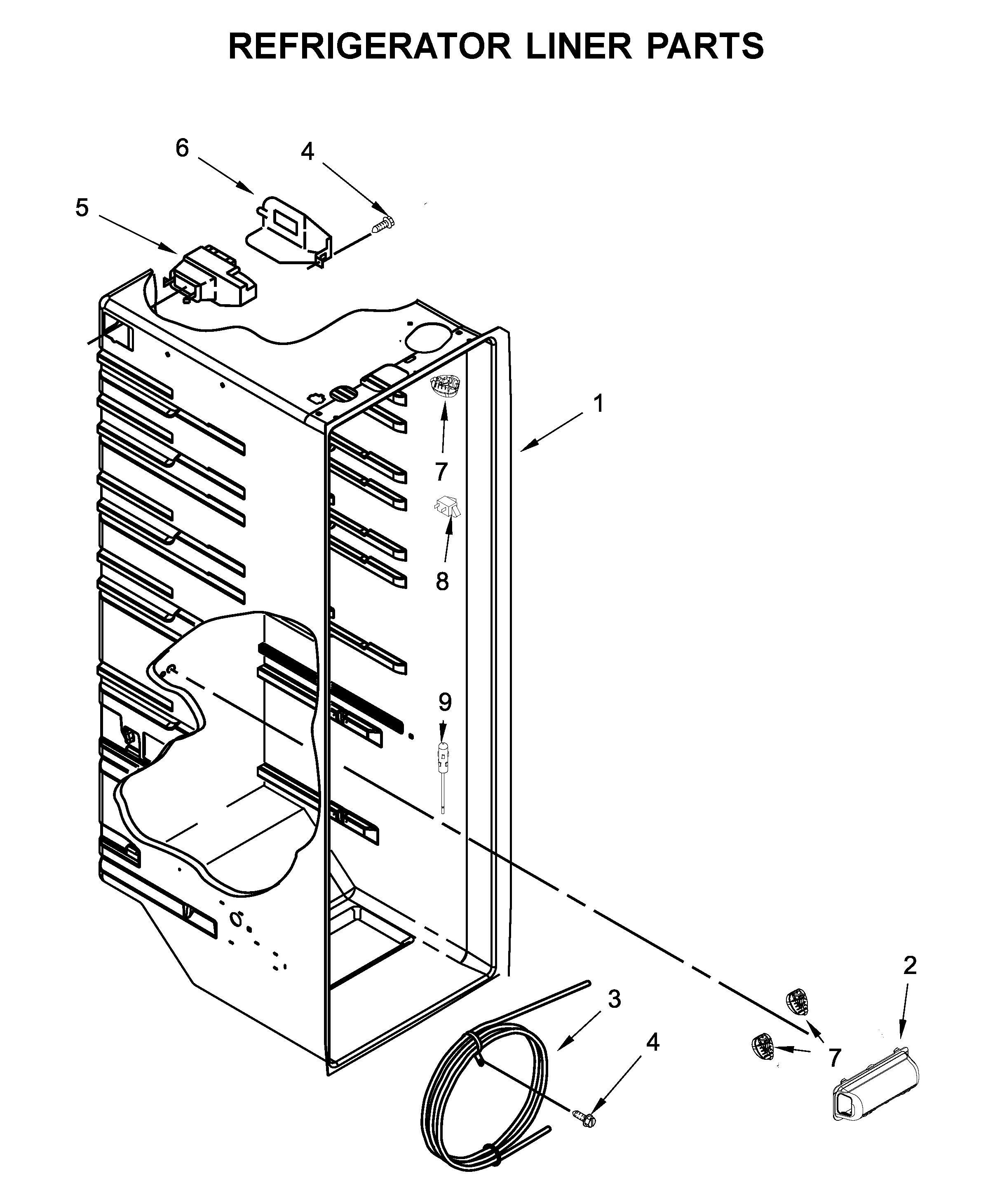 Whirlpool WRS325SDHV04 refrigerator liner parts diagram
