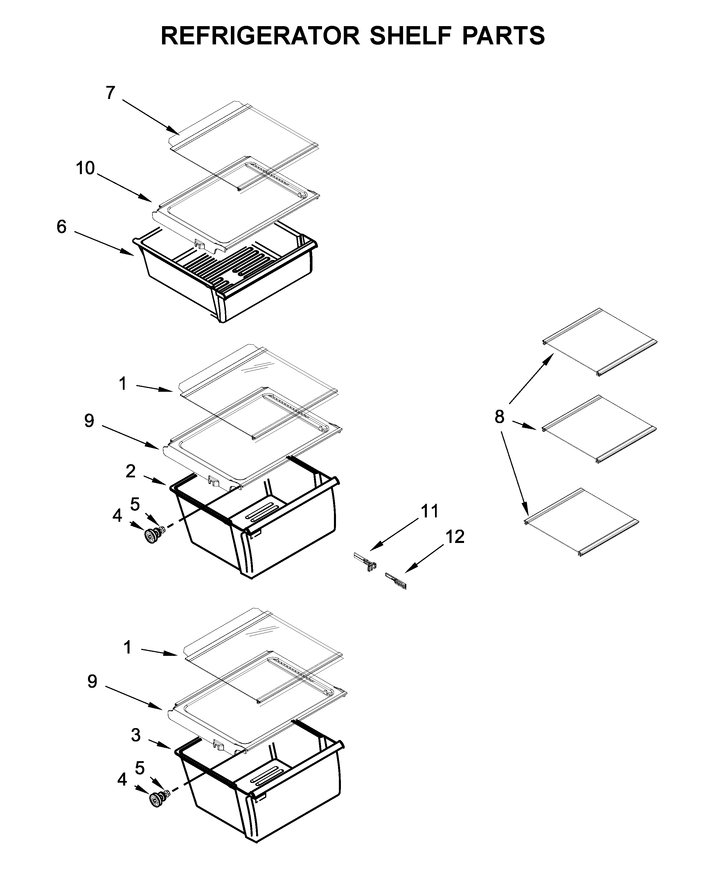 Whirlpool WRS325SDHV04 refrigerator shelf parts diagram