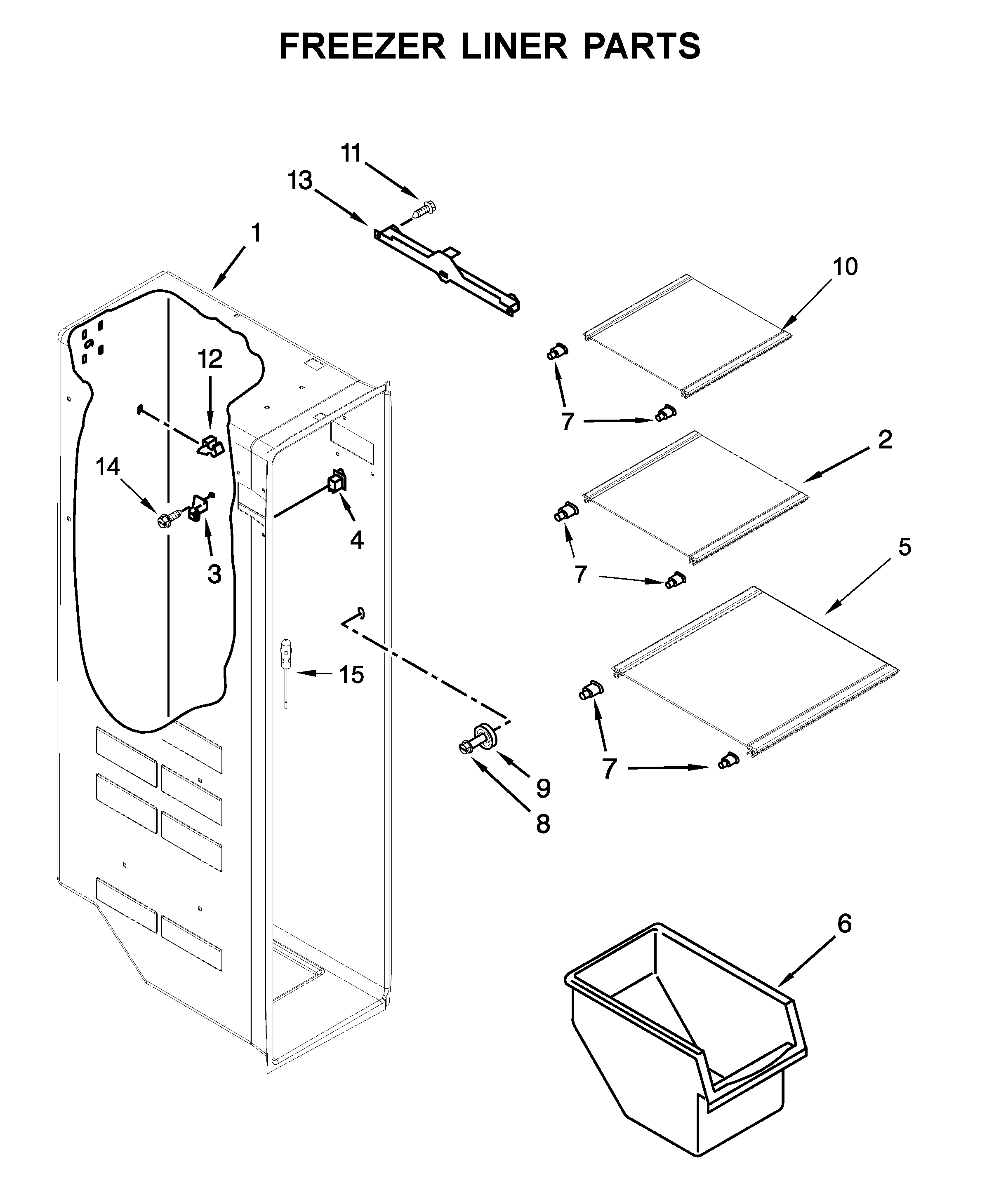 Whirlpool WRS325SDHV04 freezer liner parts diagram