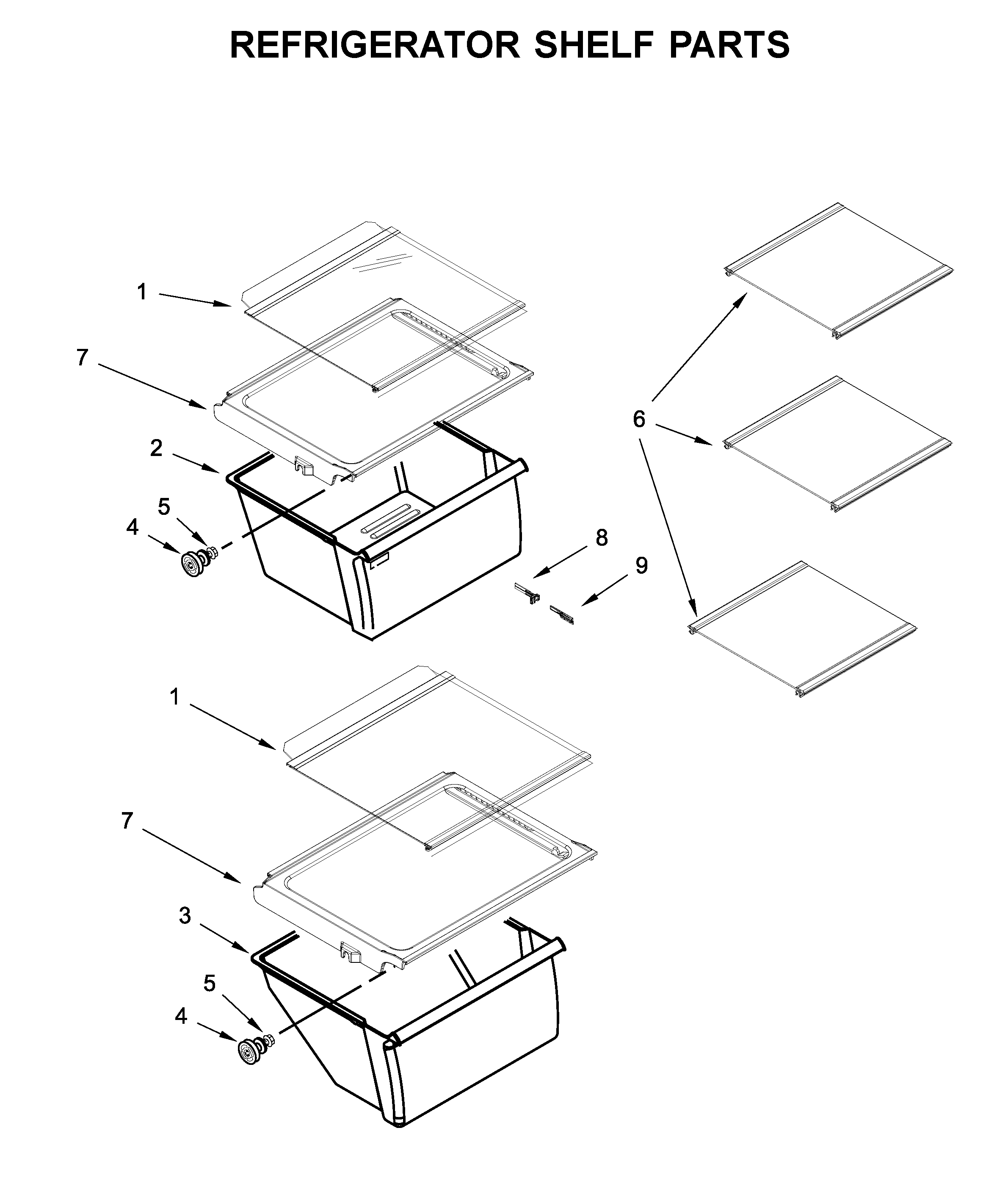 Amana ASI2575GRW02 refrigerator shelf parts diagram