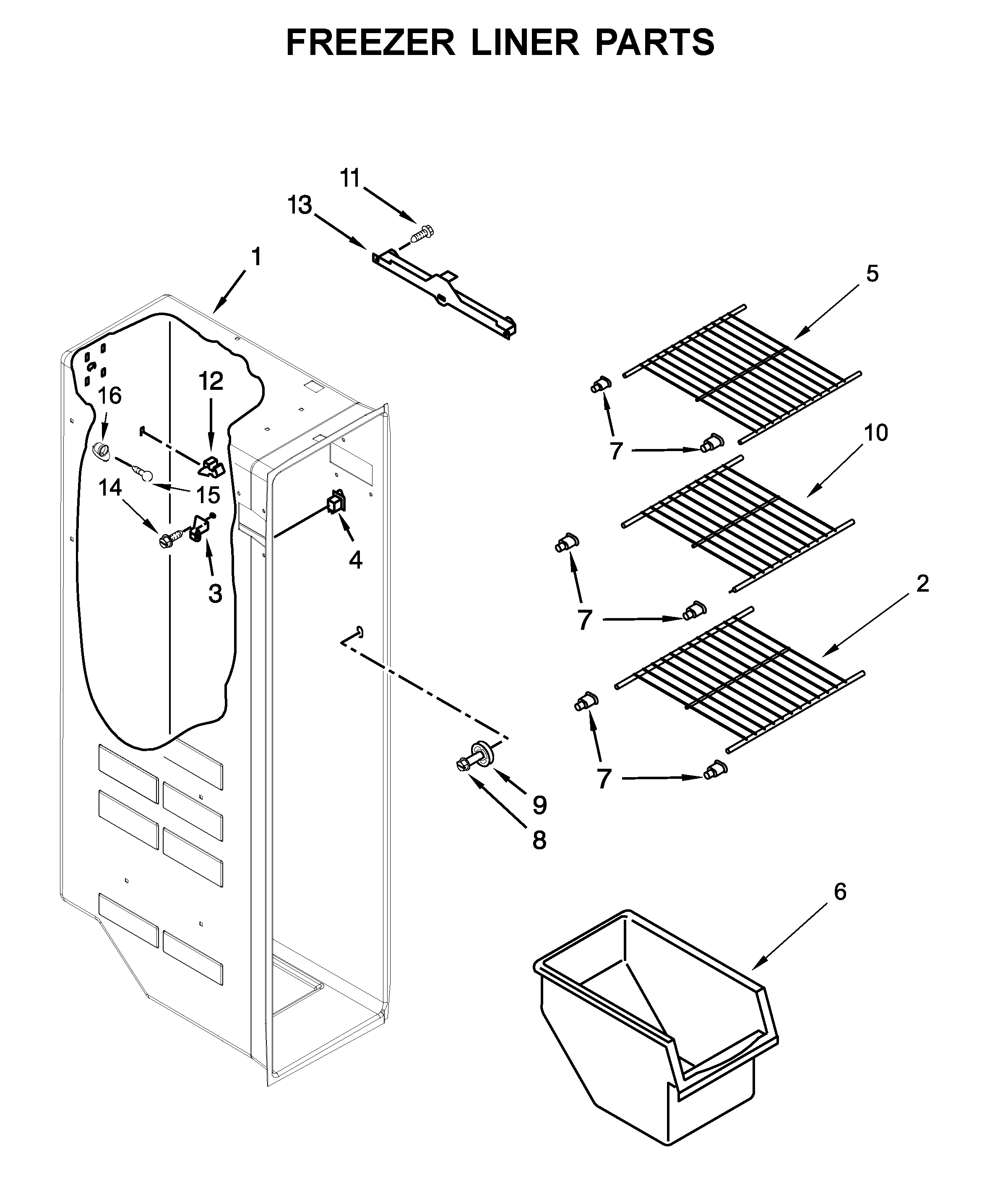 Amana ASI2575GRW02 freezer liner parts diagram